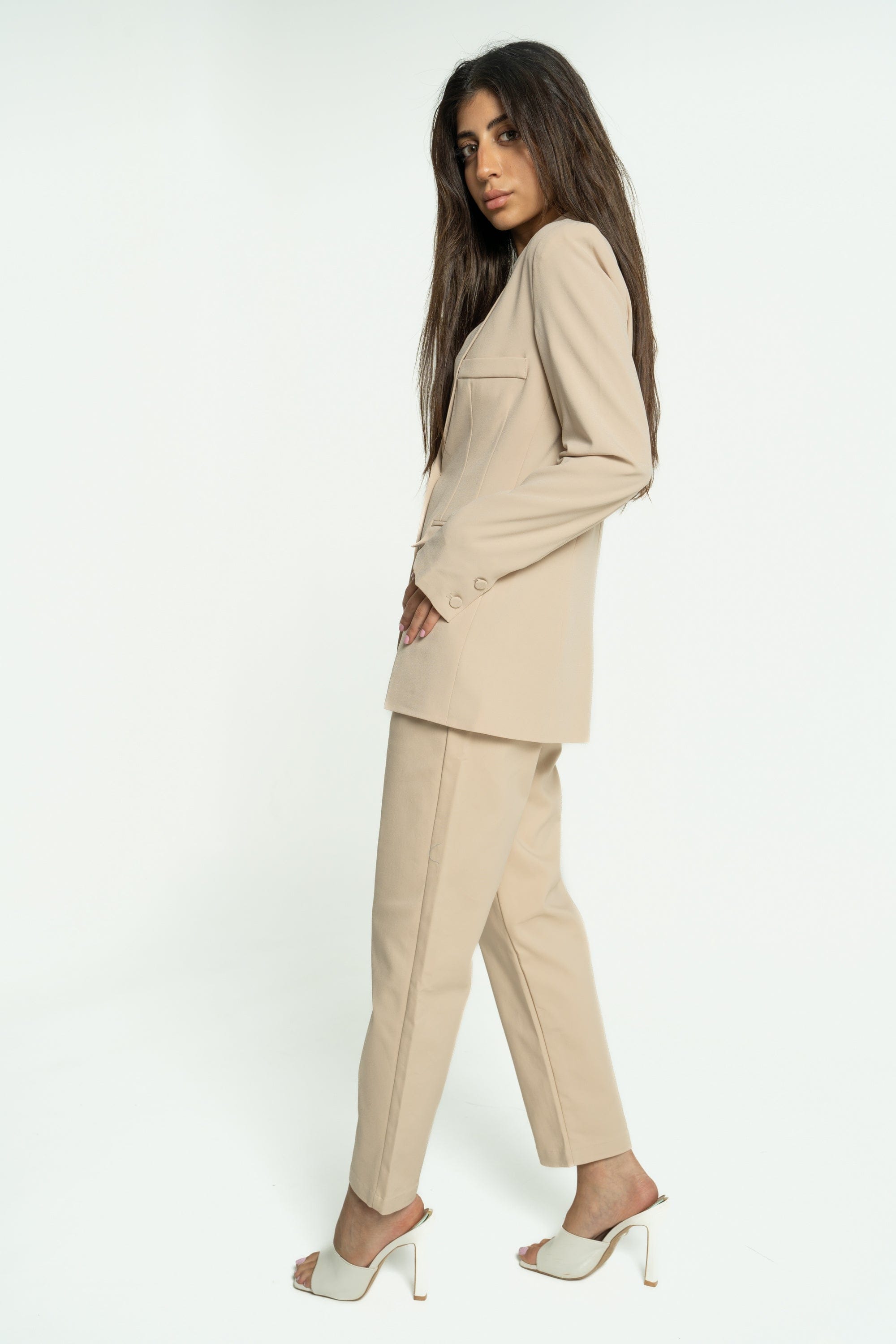 ميكا جاكيت رسمي سادة بأكمام طويلة