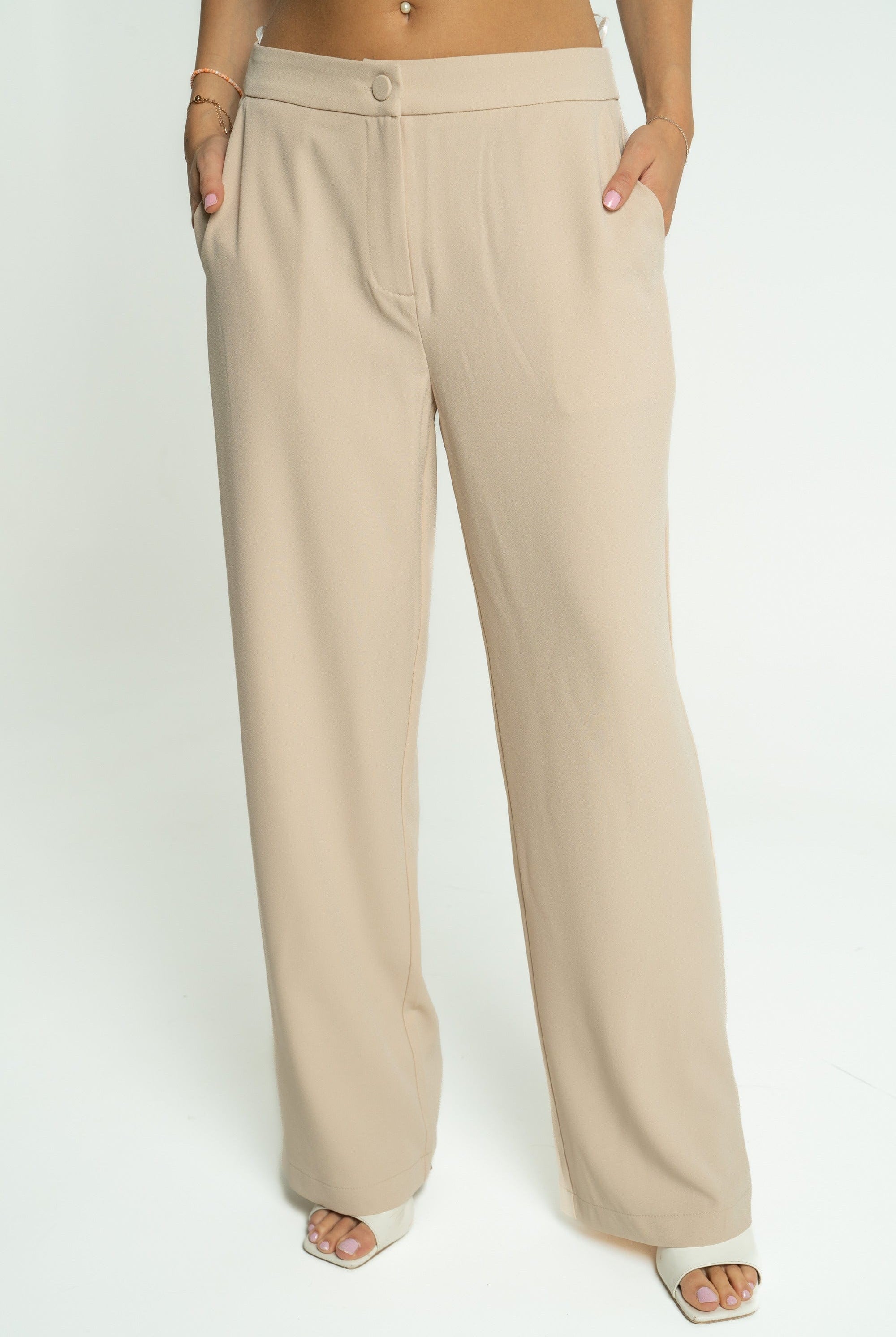 ميكا بنطلون كلاسيك نسائي سادة واسع من أسفل