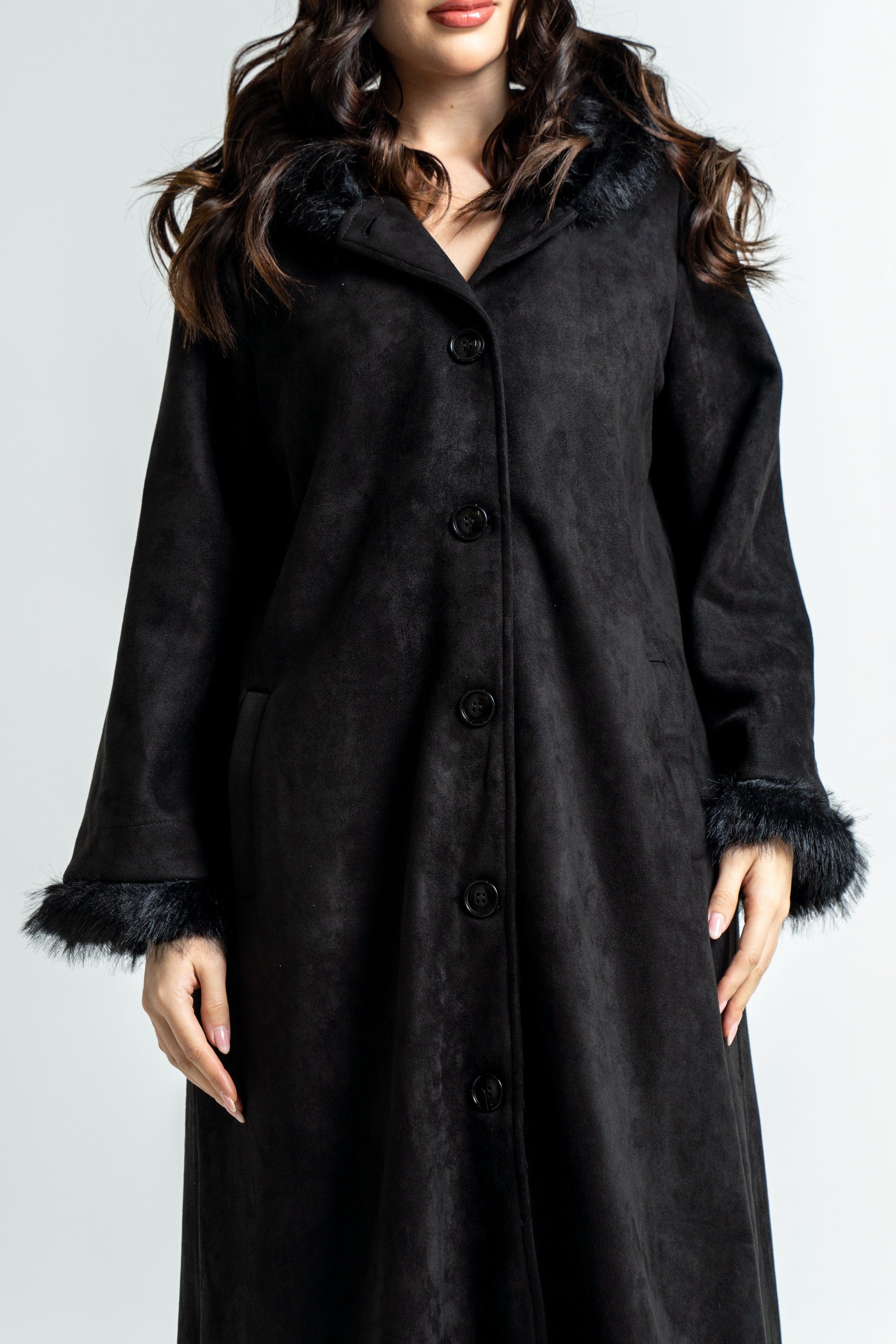 ميكا بالطو نسائى بأزرار امامية طويل