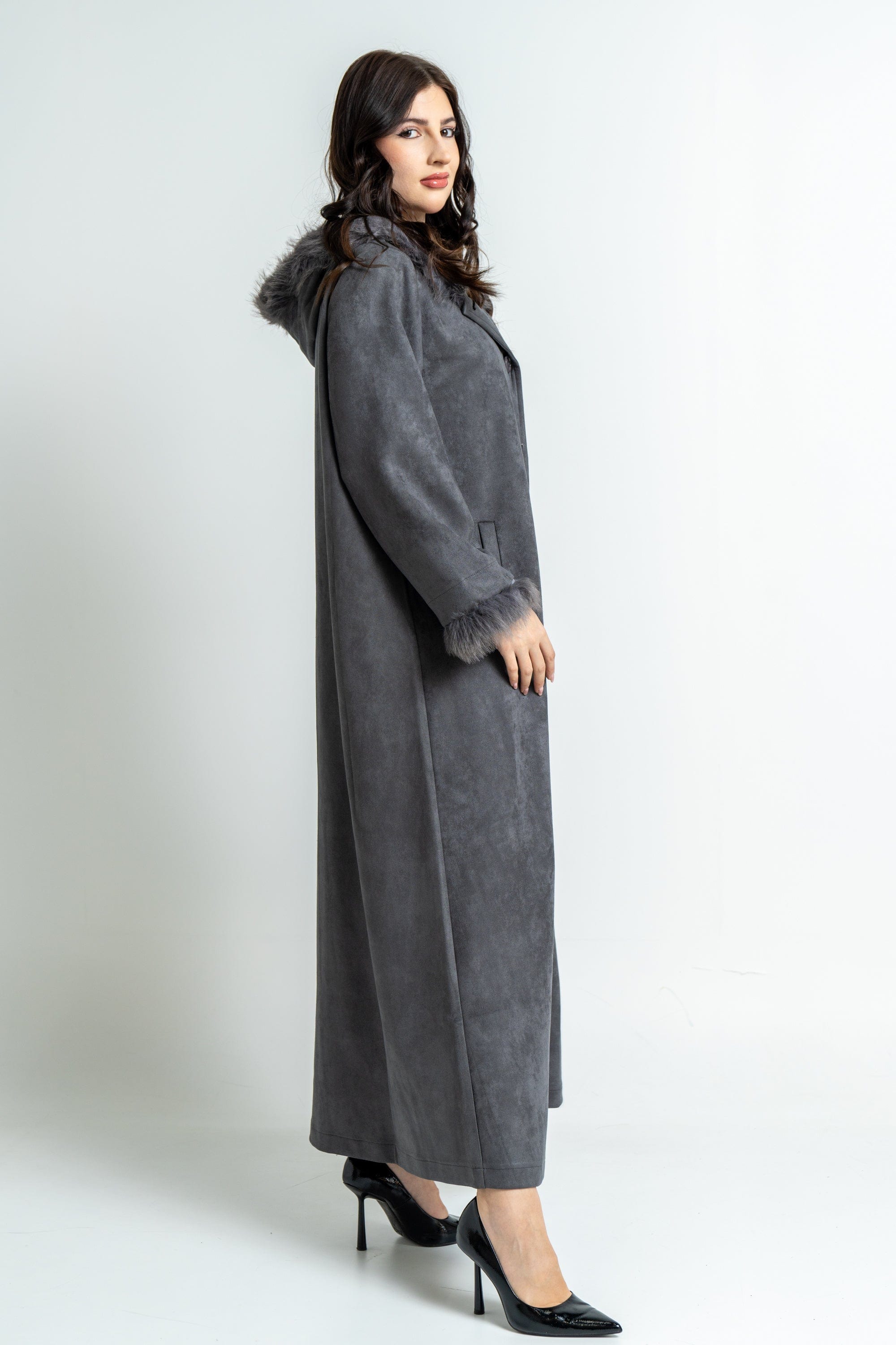 ميكا بالطو نسائى بأزرار امامية طويل