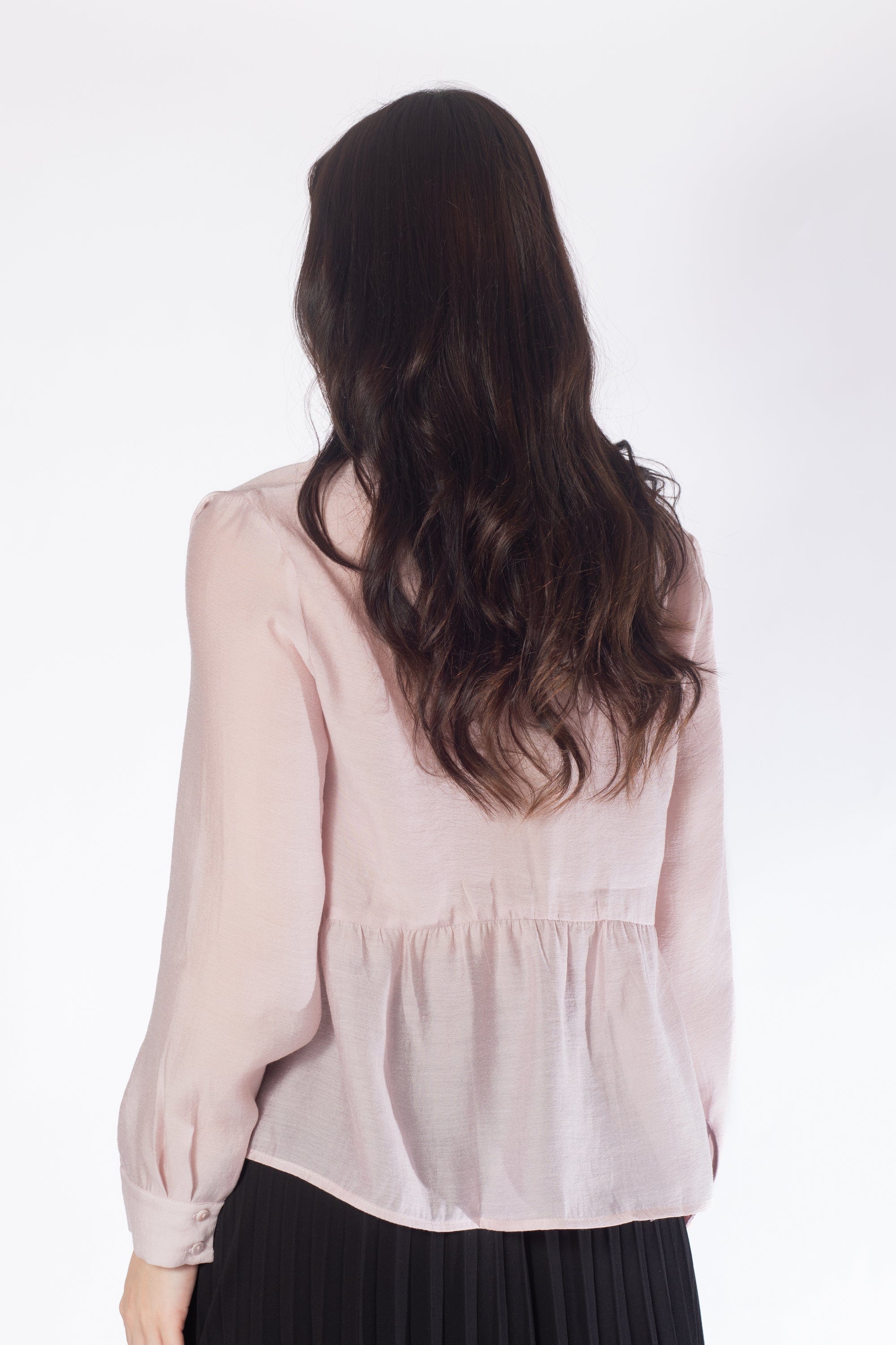 ميكا قميص بأكمام طويلة سادة قصير نسائي