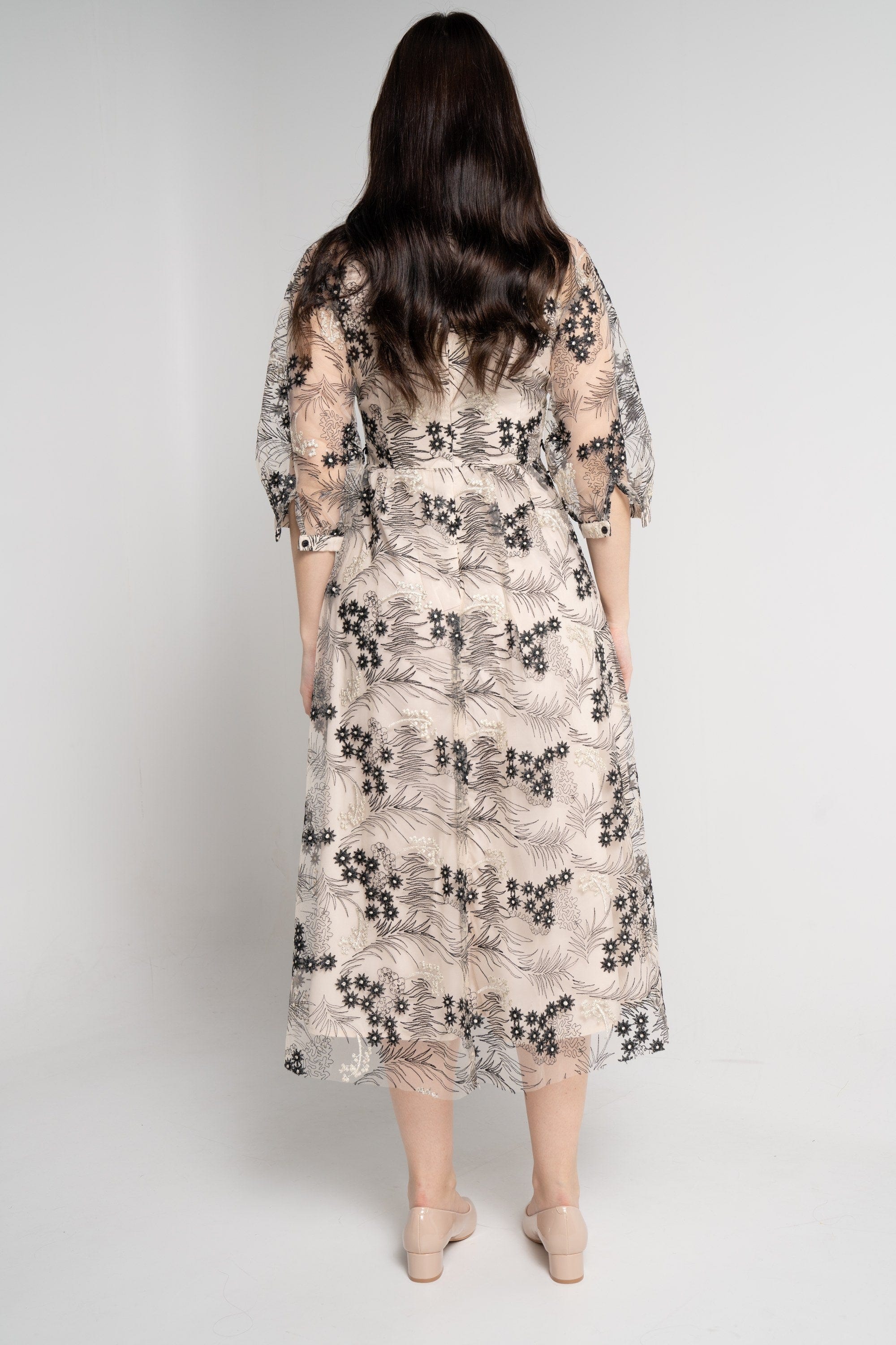 ميكا فستان ميدي بأكمام 3/4 كم مورد نسائي