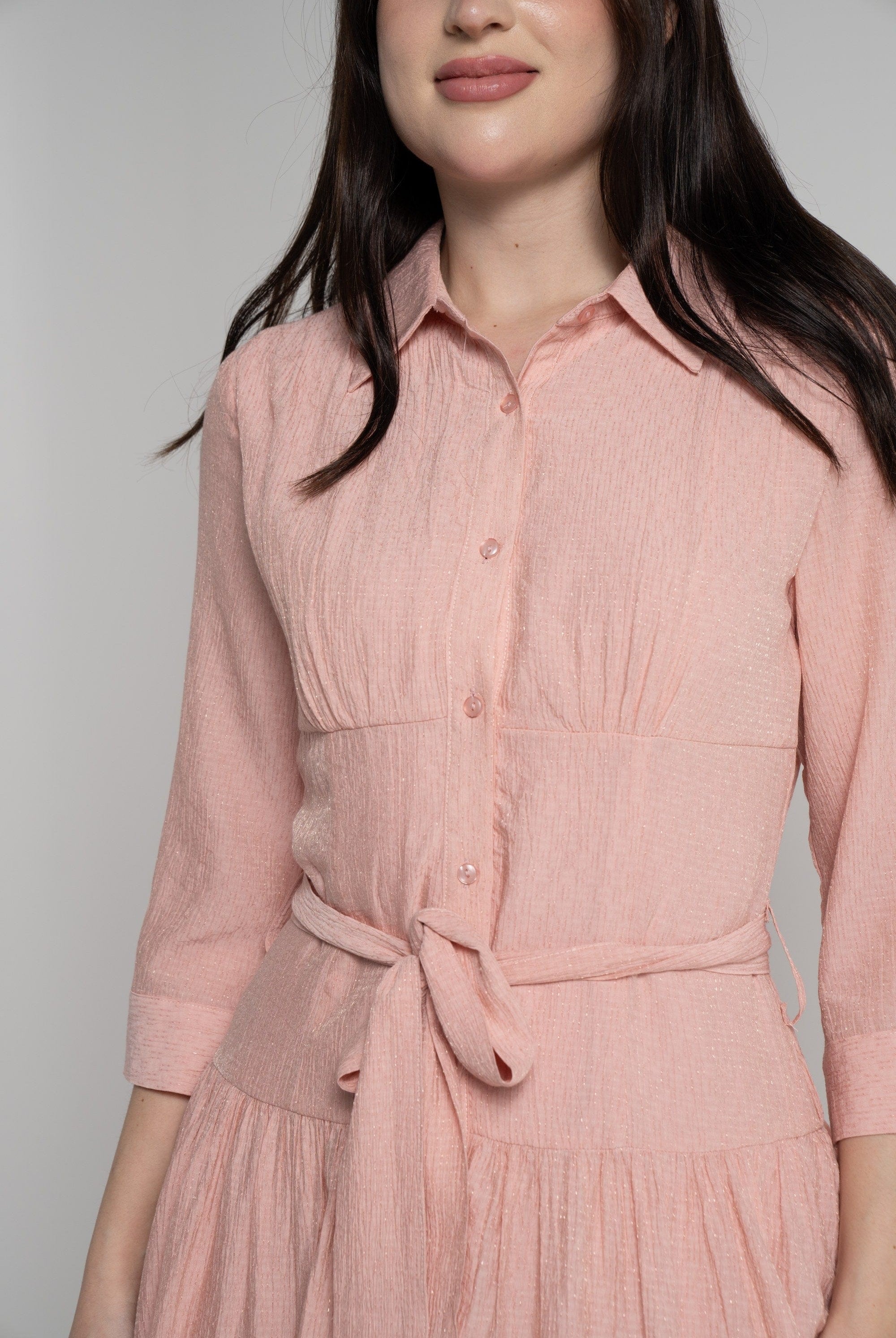 ميكا فستان ميدي بأكمام 3/4 سادة نسائي