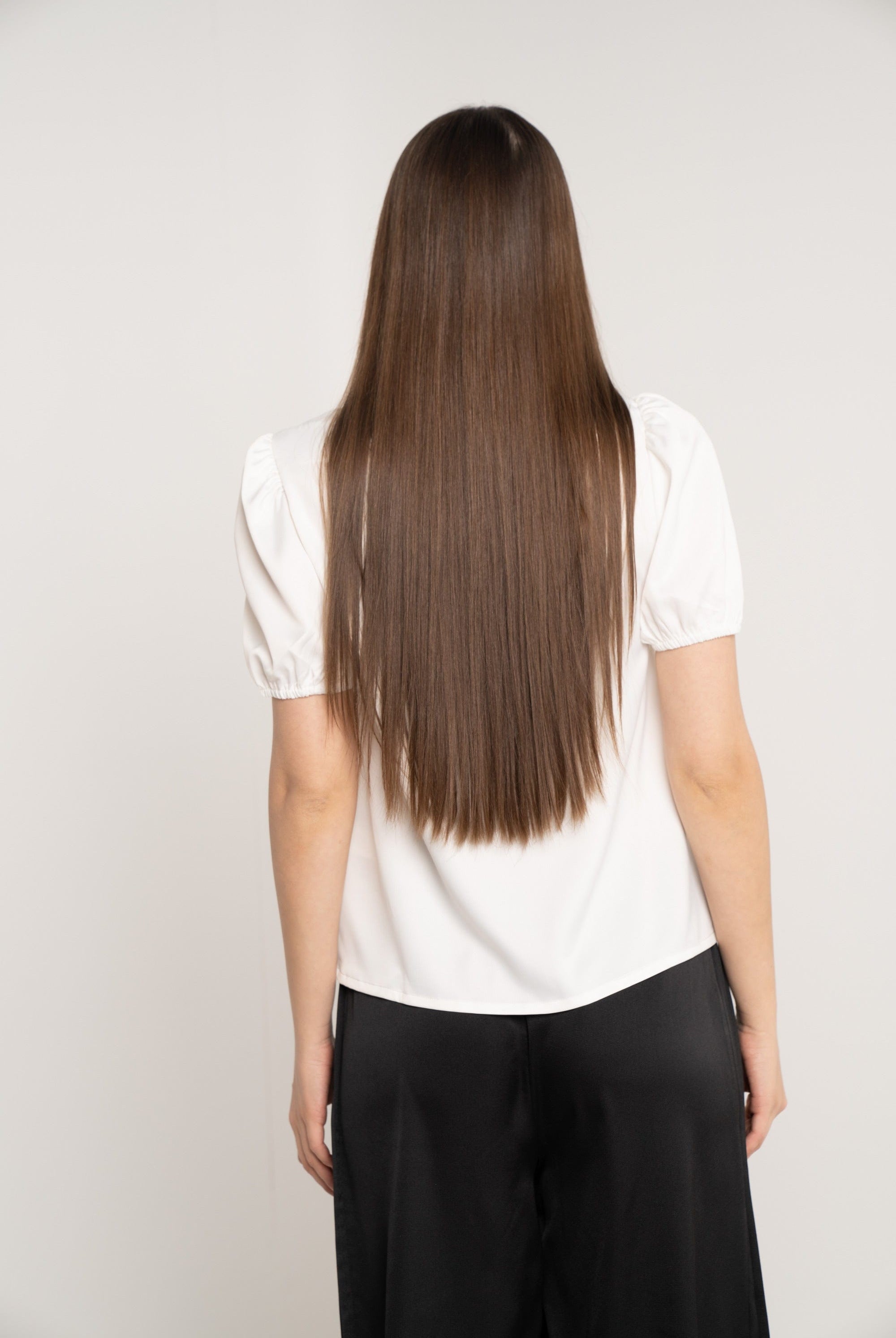 نتشي بلوزة سادة كلاسيك كم قصير بف بفتحة صدر مربعة