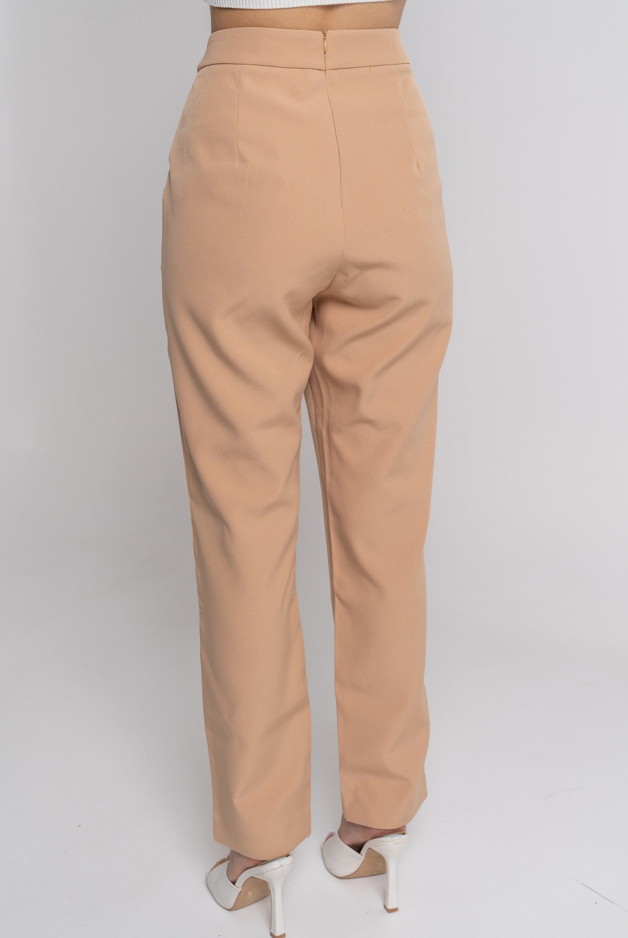 نتشي بنطلون طويل سادة بحزام نسائي