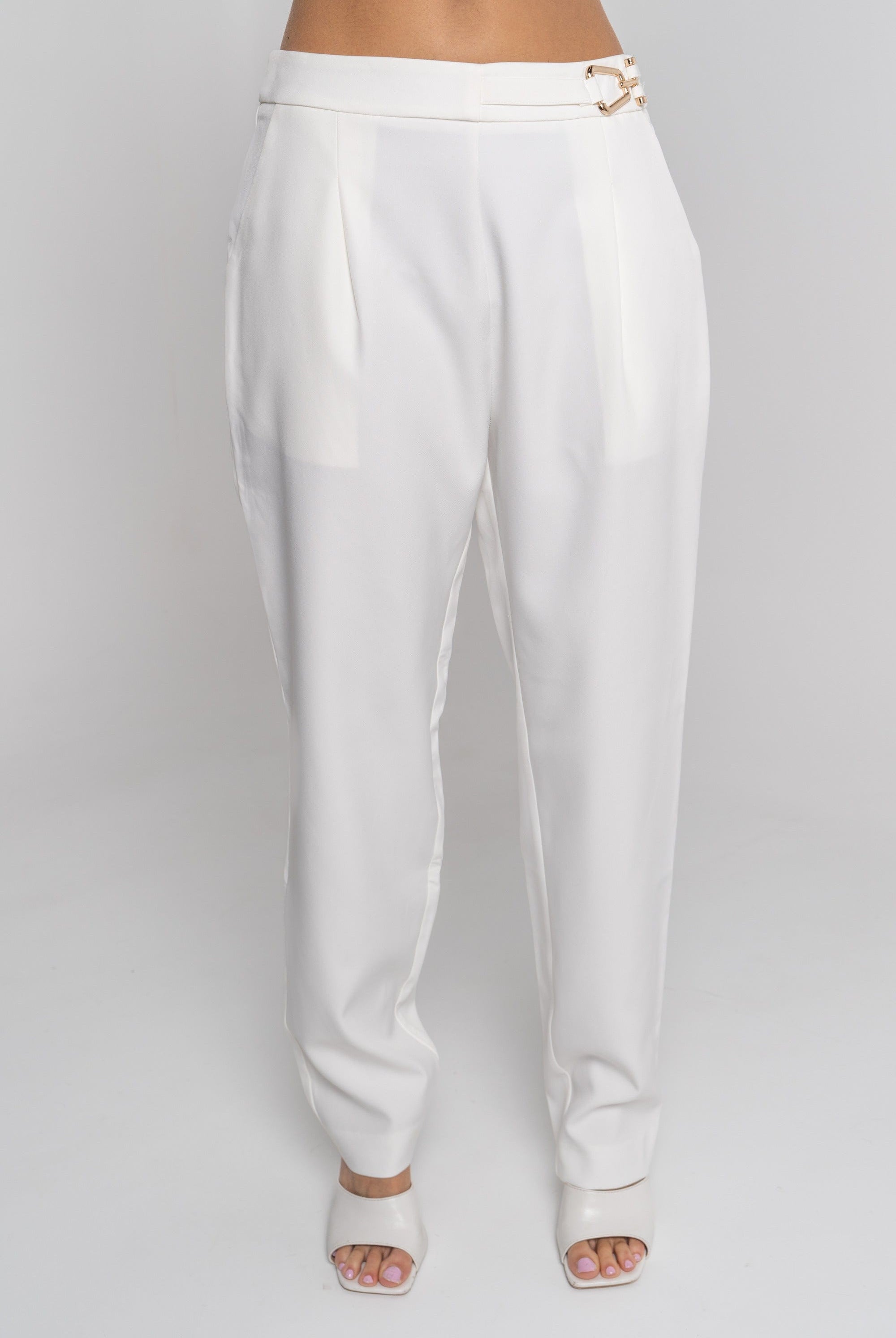 نتشي بنطلون طويل سادة بحزام نسائي