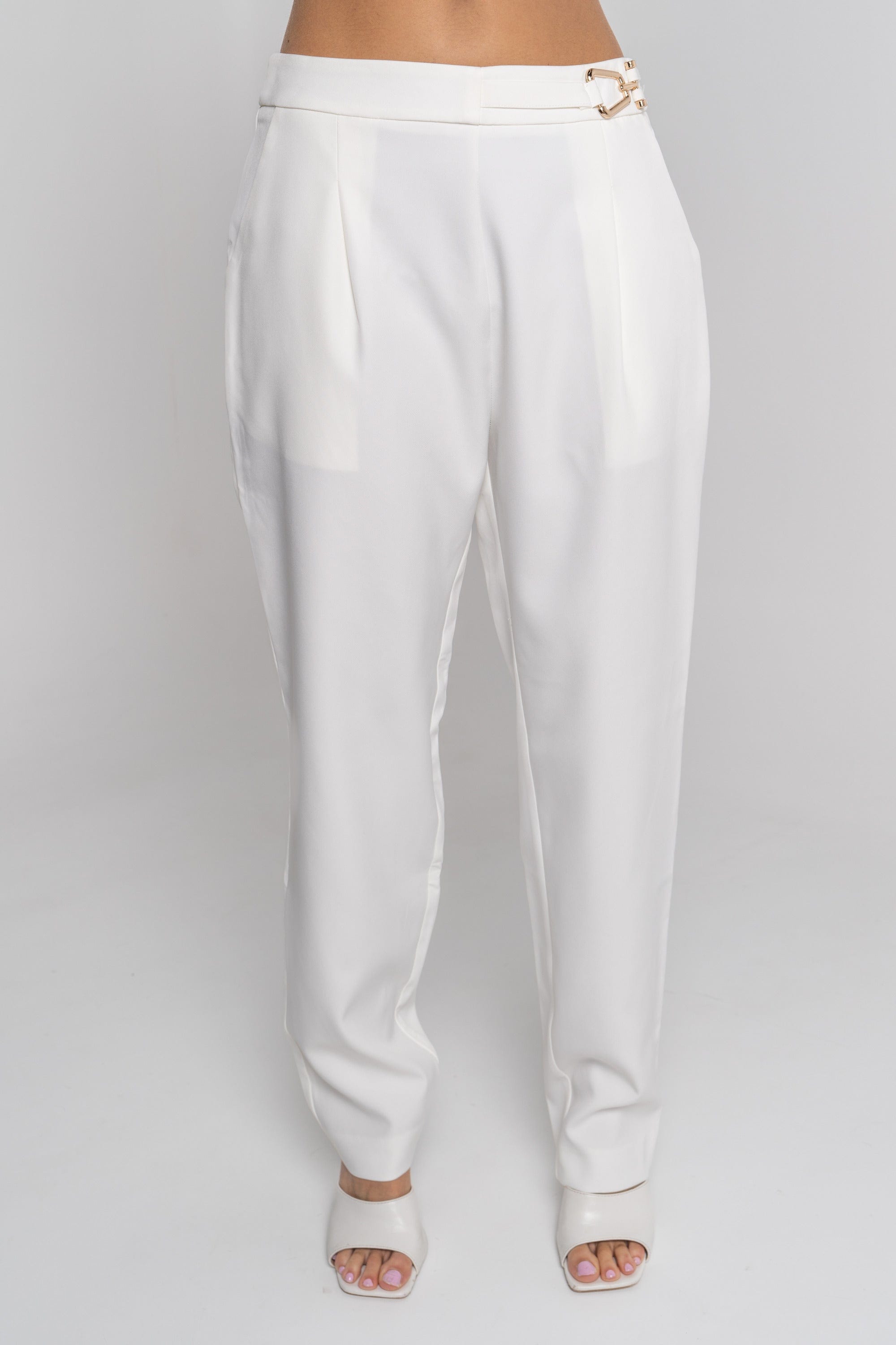 نتشي بنطلون طويل سادة بحزام نسائي