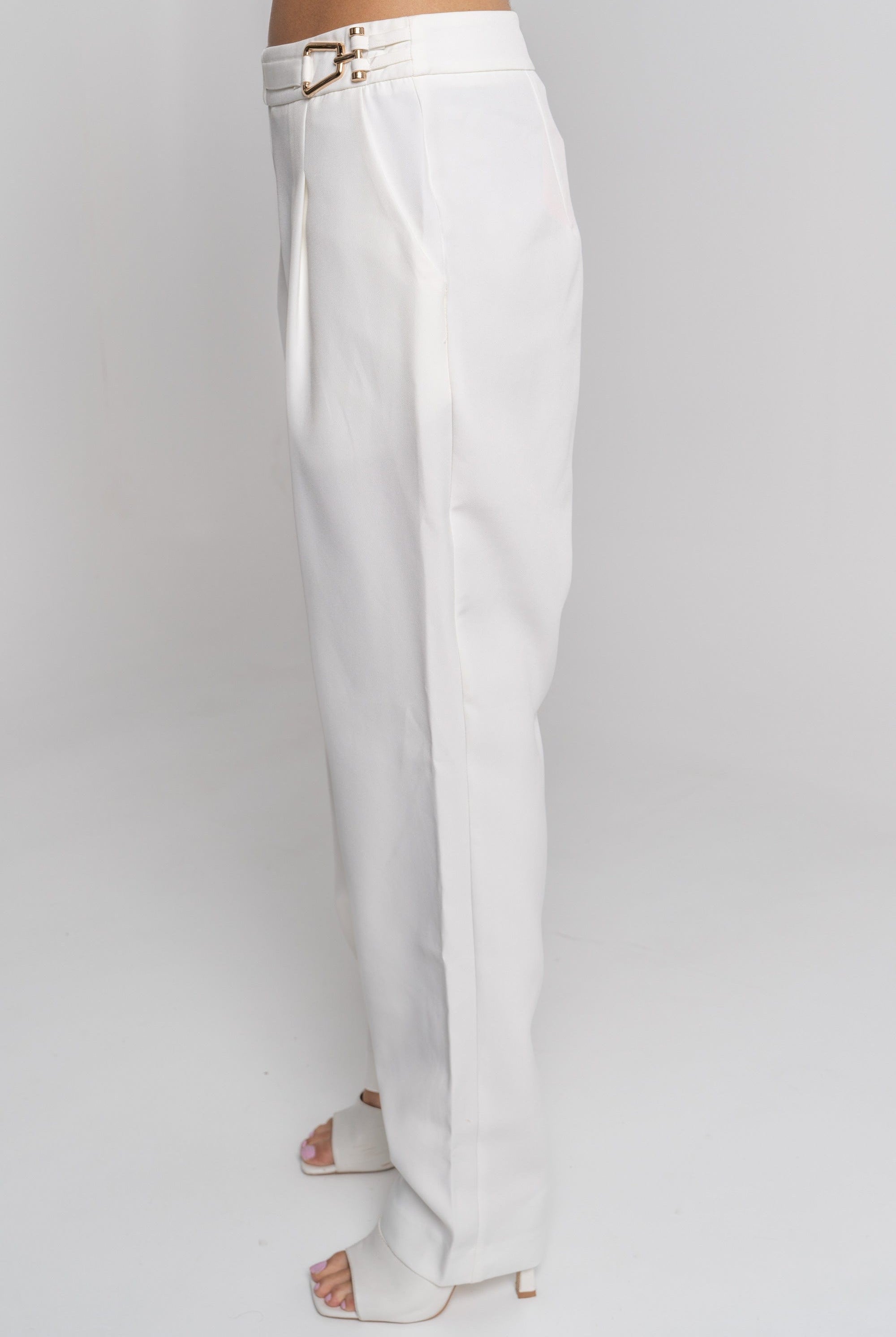 نتشي بنطلون طويل سادة بحزام نسائي