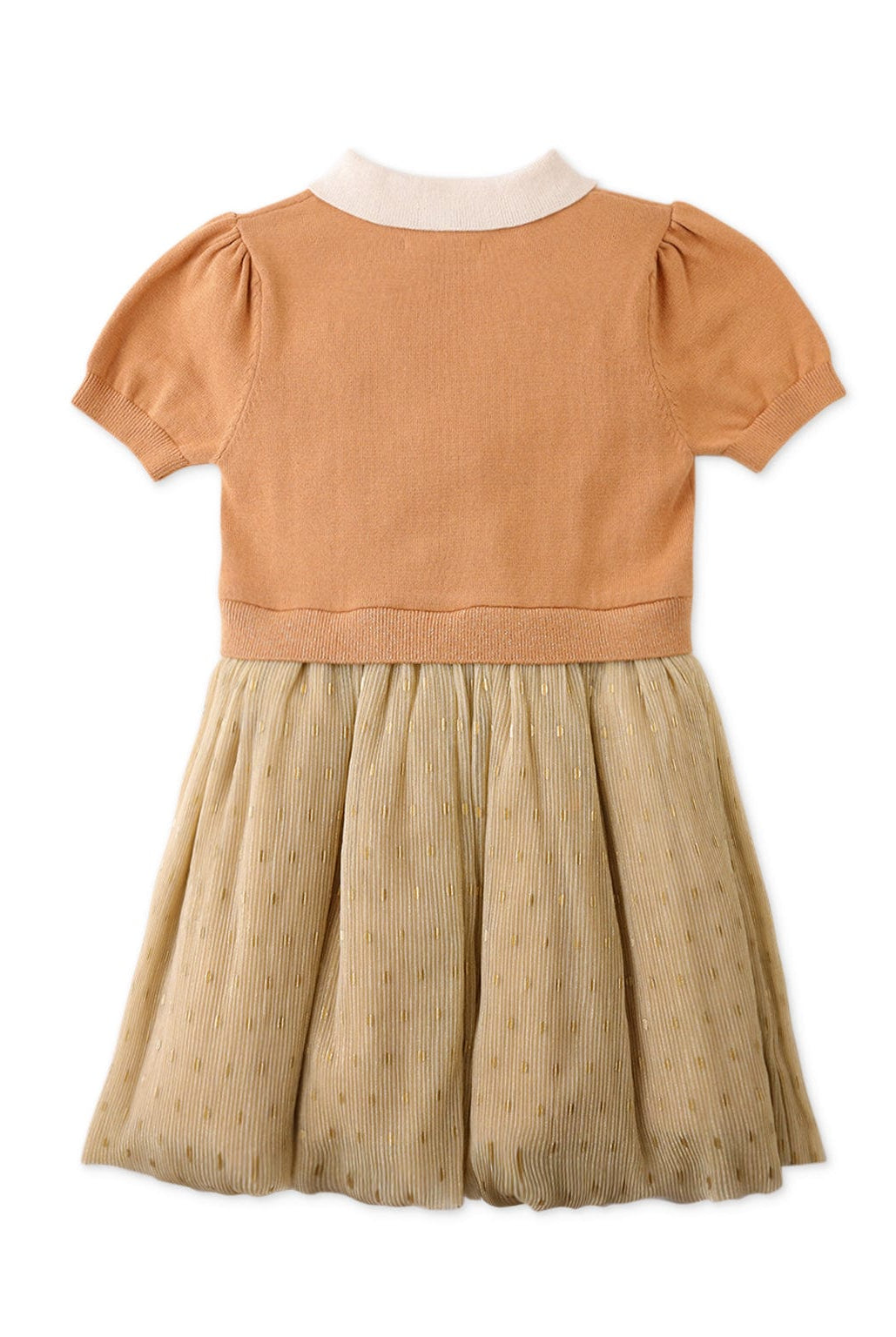 جينجرسنابس فستان بناتي نص كم برسمة فيونكة أمامية بني