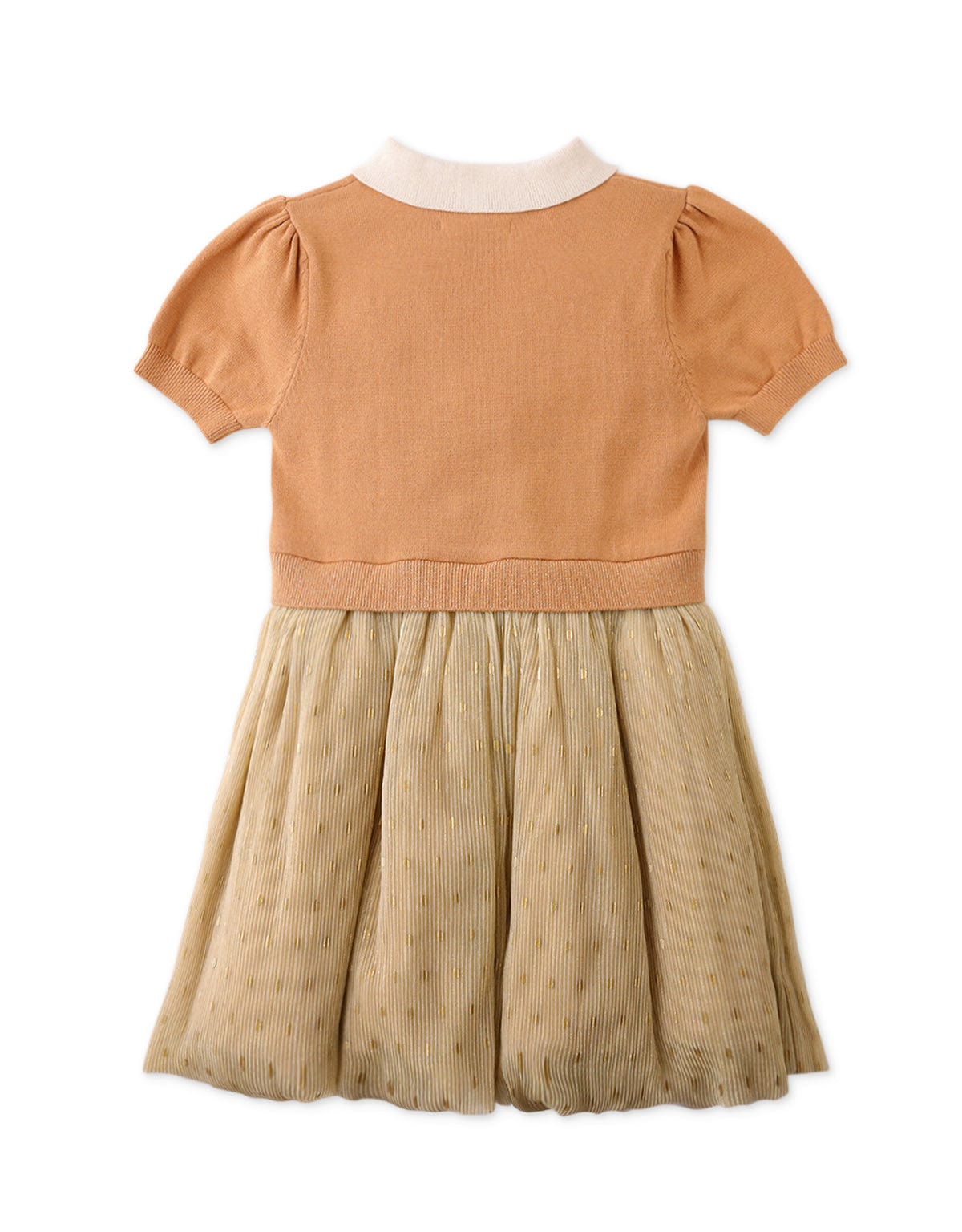 جينجرسنابس فستان بناتي نص كم برسمة فيونكة أمامية بني