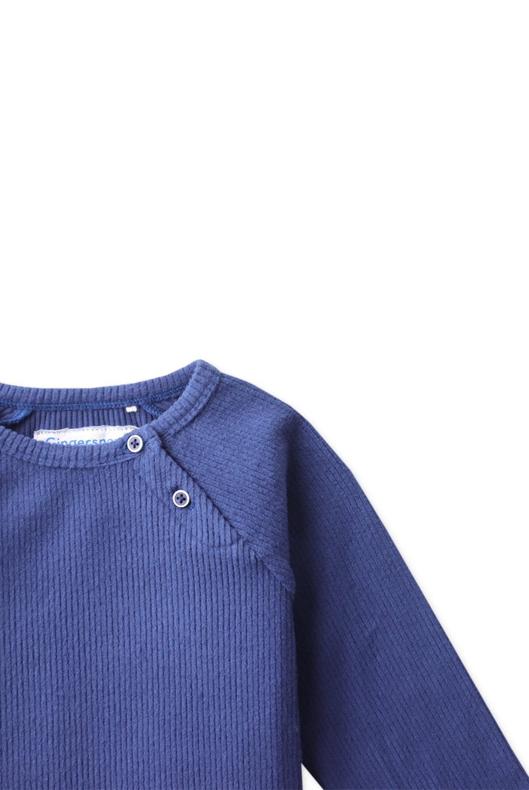 جينجرسنابس تيشرت ولادي اطفالي سادة بازرار عالجنب أزرق