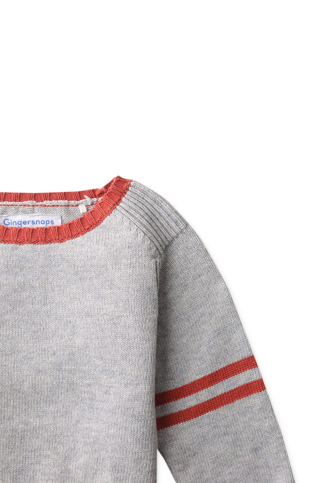 جينجرسنابس بلوفر اطفالي سادة بخطين على الكم وياقة واساور ملونة رمادي