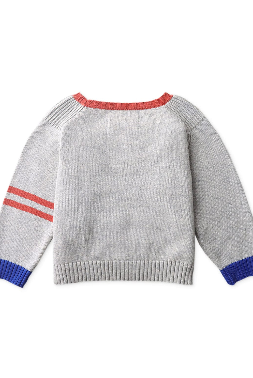 جينجرسنابس بلوفر اطفالي سادة بخطين على الكم وياقة واساور ملونة رمادي