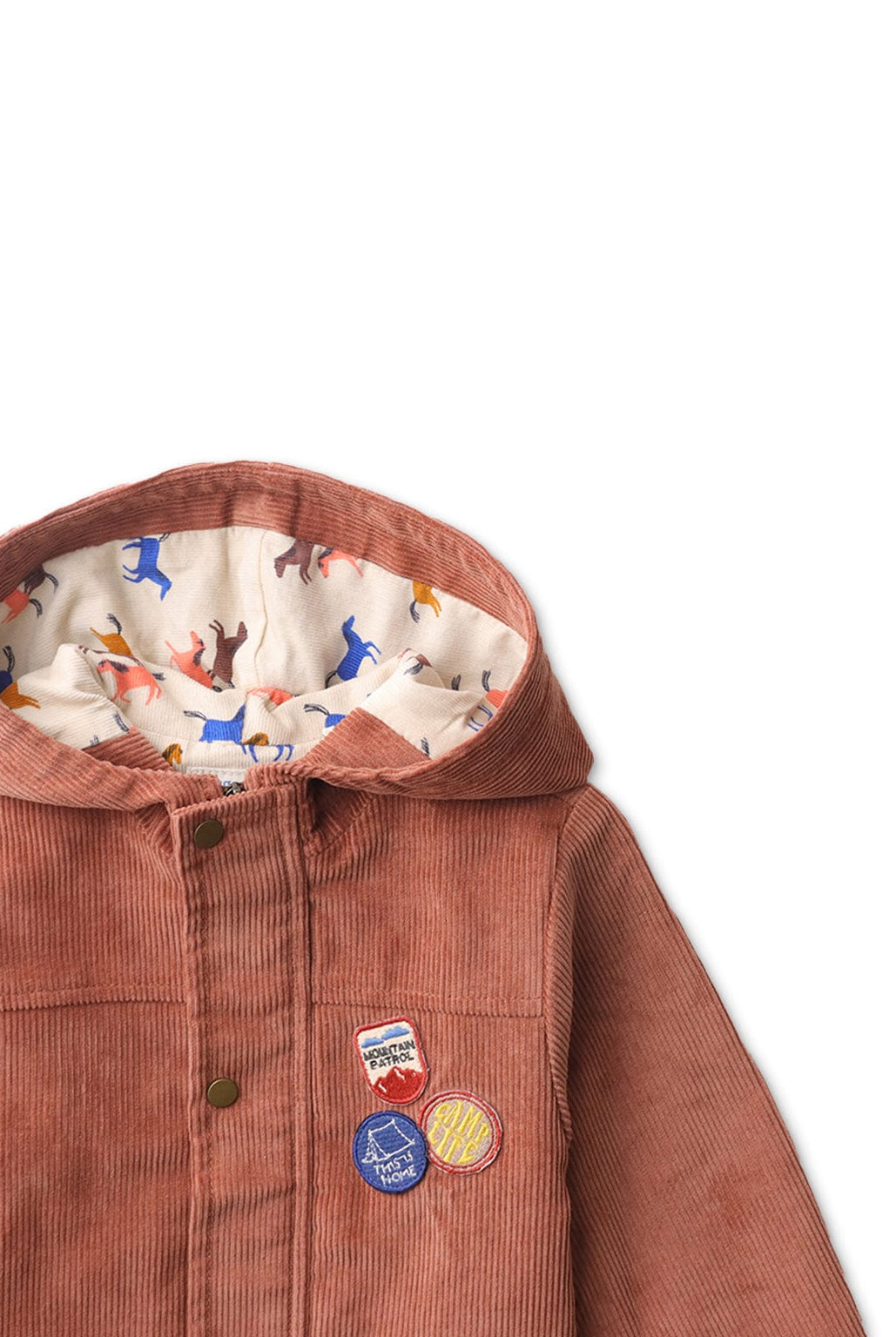 جينجرسنابس جاكيت أطفالي سادة بهودي وأزرار وجيوب بني