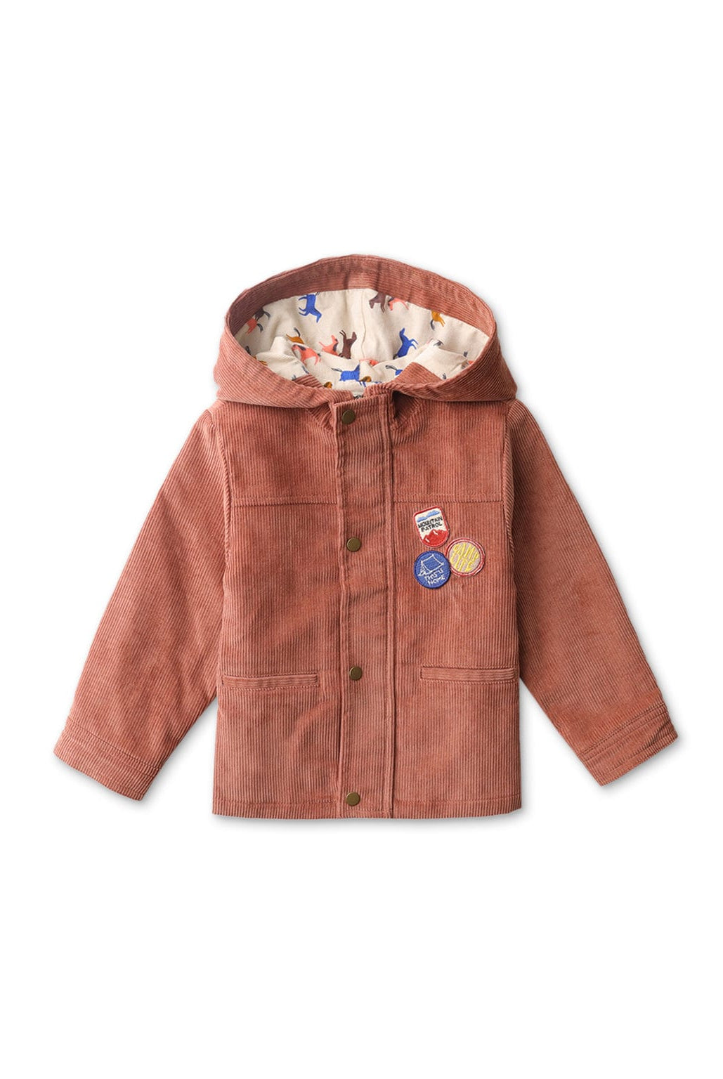 جينجرسنابس جاكيت أطفالي سادة بهودي وأزرار وجيوب بني