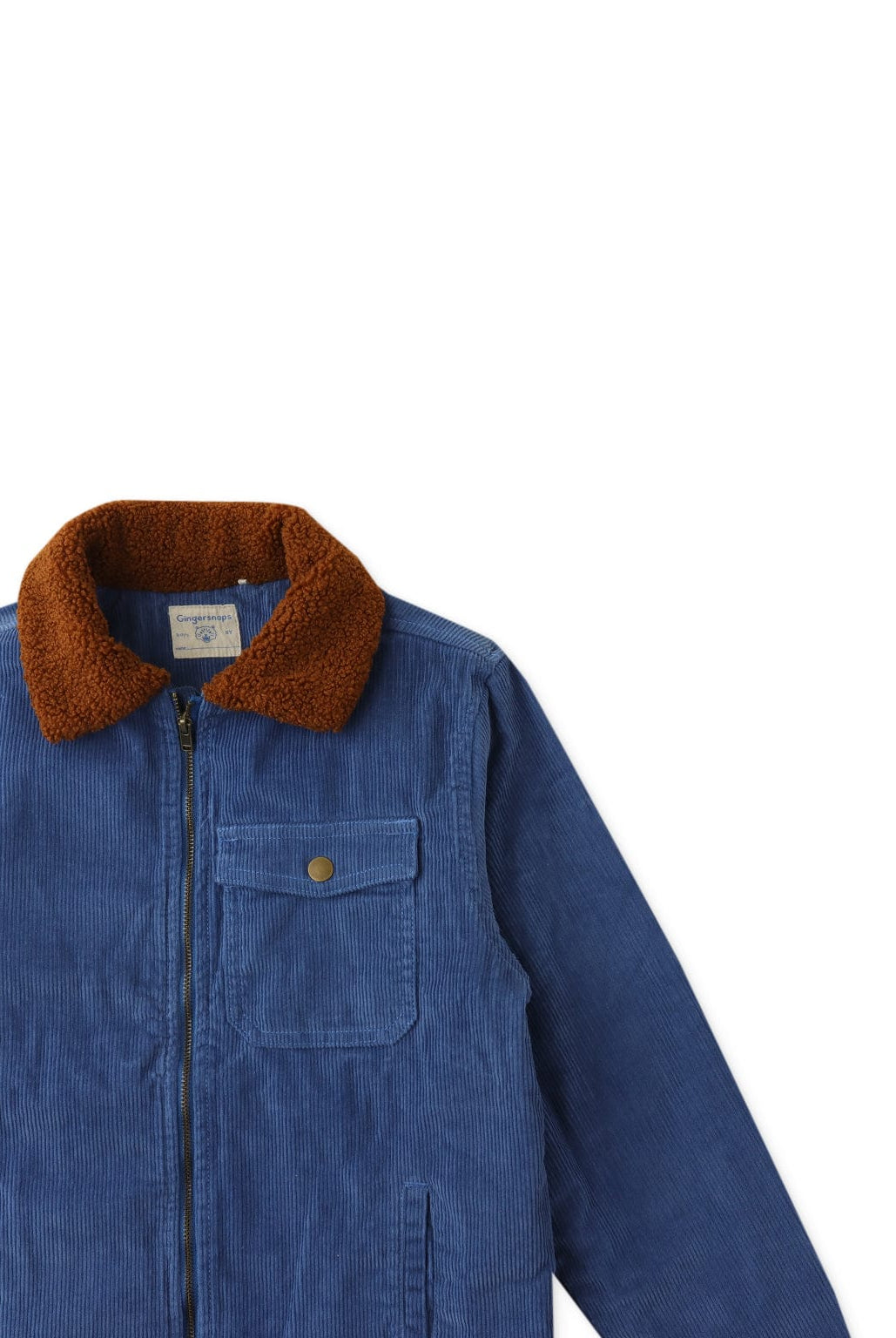 جينجرسنابس جاكيت ولادي خفيف قطيفة مضلع أزرق