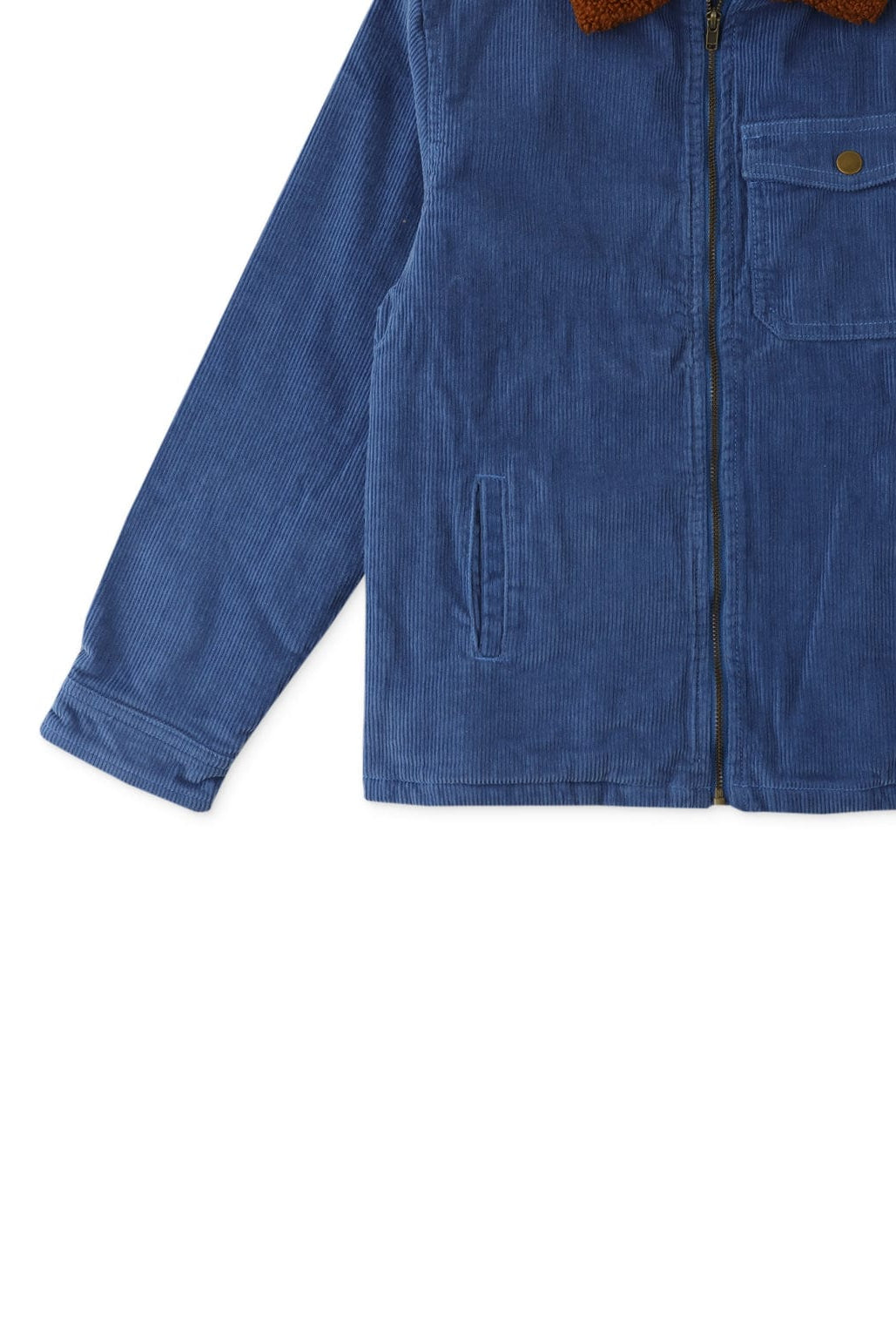 جينجرسنابس جاكيت ولادي خفيف قطيفة مضلع أزرق