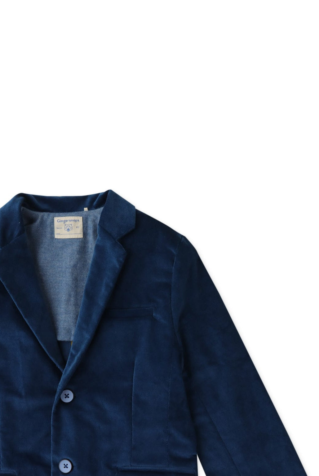 جينجرسنابس جاكيت ولادي خفيف قطييفة سادة أزرق