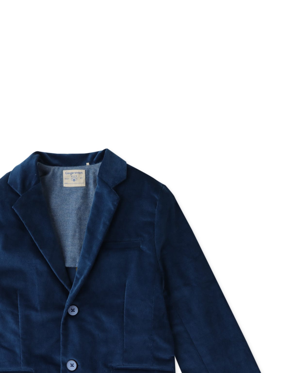 جينجرسنابس جاكيت ولادي خفيف قطييفة سادة أزرق