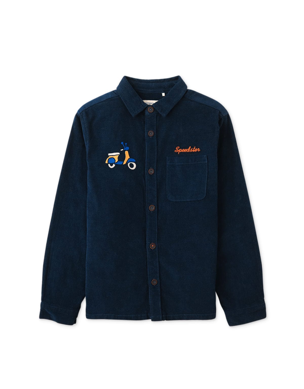 جينجرسنابس جاكيت منسوج للأولاد بأزرار أمامية وكم منقوش أزرق