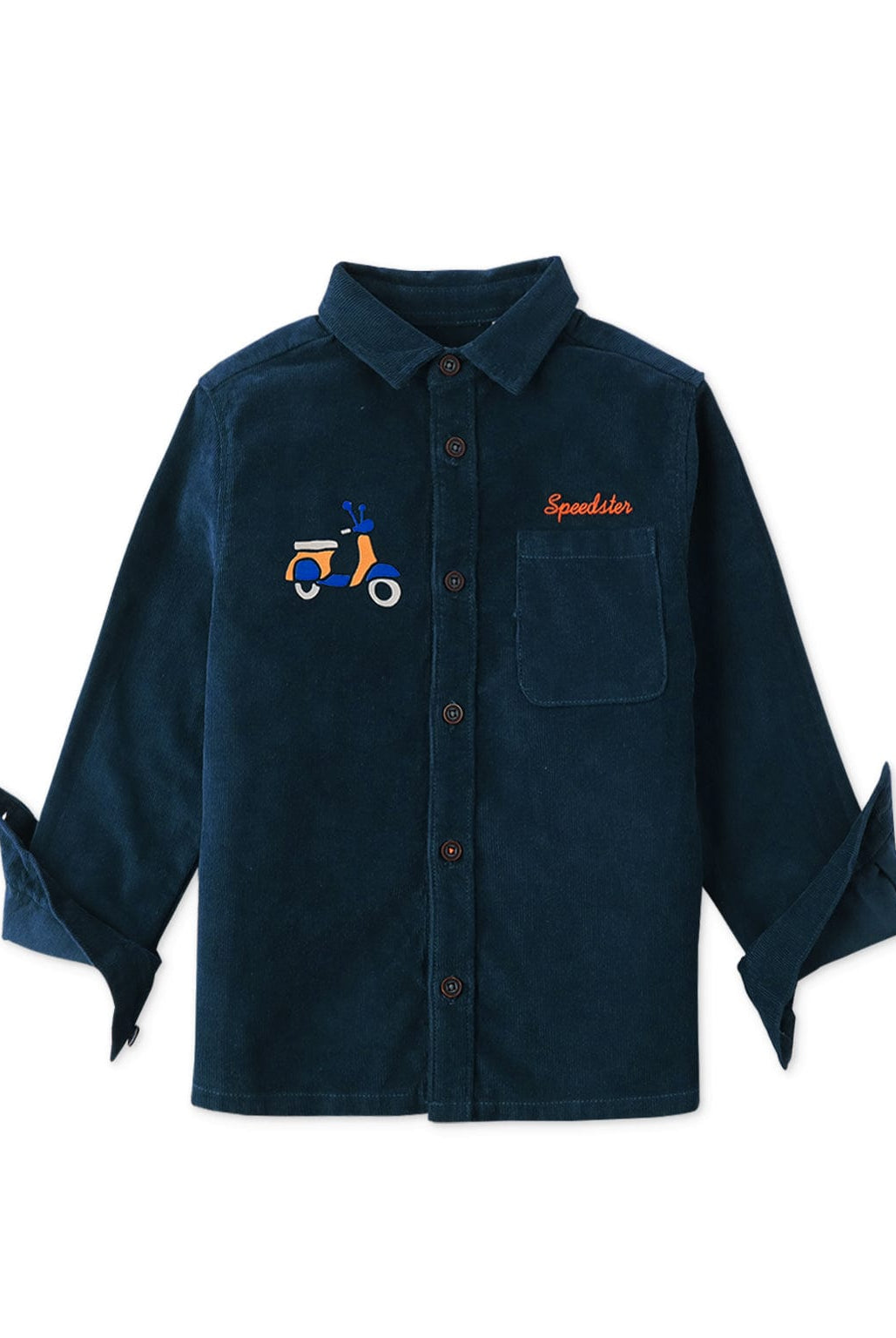 جينجرسنابس جاكيت منسوج للأولاد بأزرار أمامية وكم منقوش أزرق