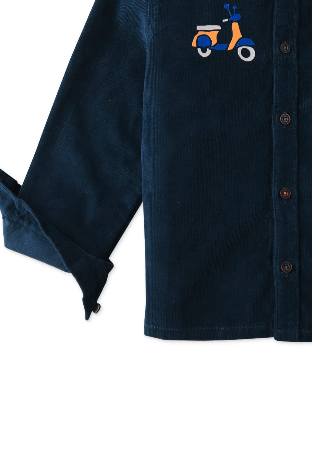 جينجرسنابس جاكيت منسوج للأولاد بأزرار أمامية وكم منقوش أزرق