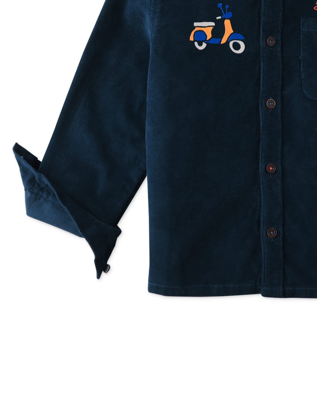 جينجرسنابس جاكيت منسوج للأولاد بأزرار أمامية وكم منقوش أزرق