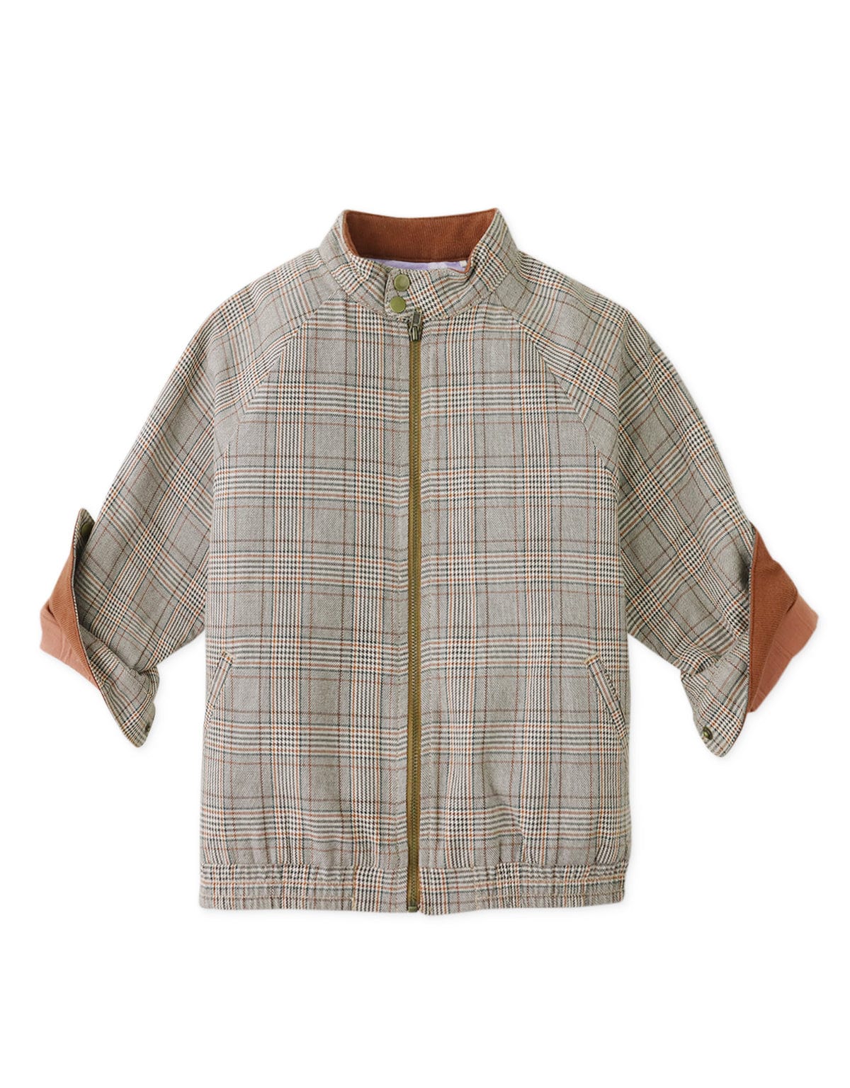 جينجرسنابس جاكيت منسوج للأولاد منقوش بسحاب بني