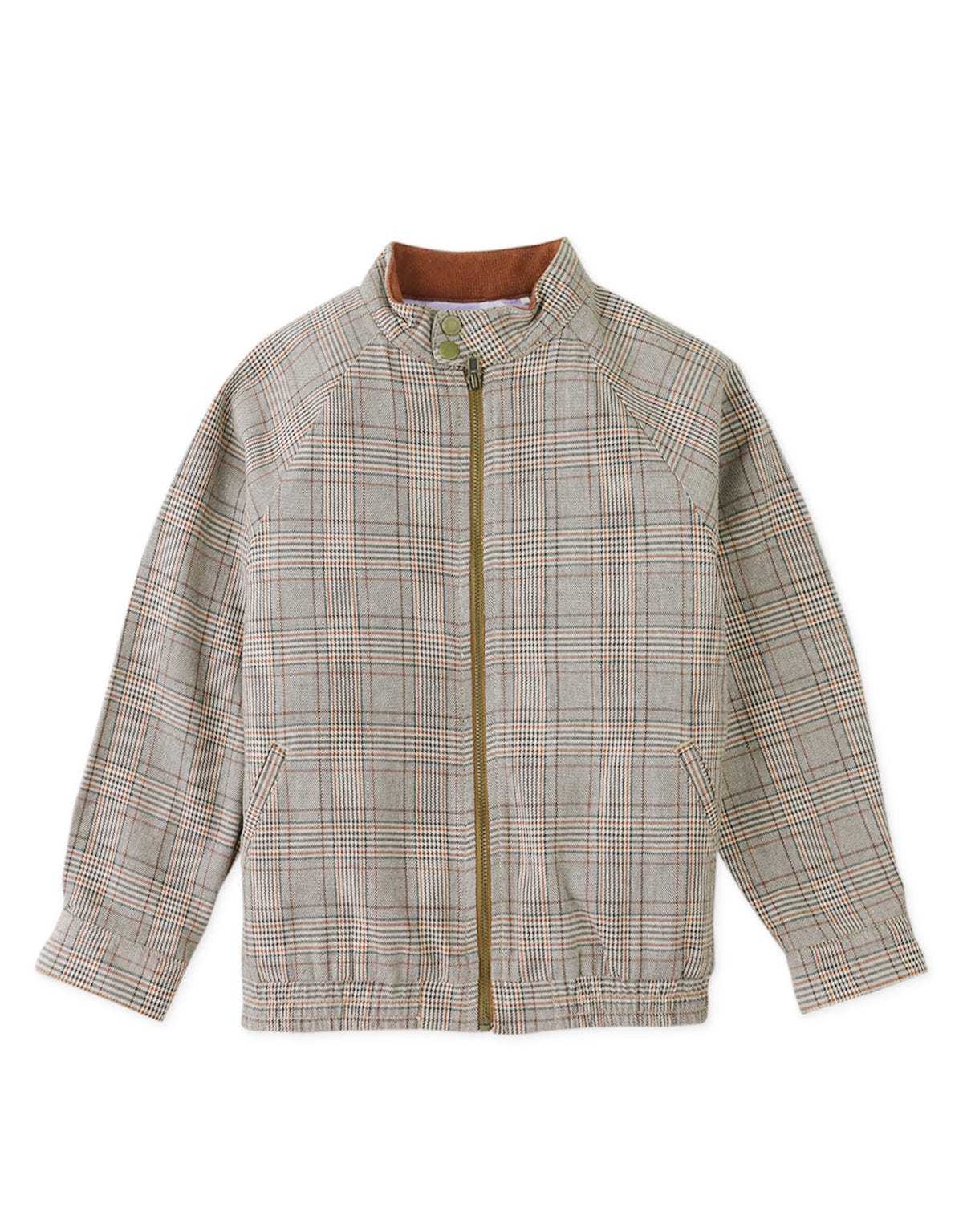 جينجرسنابس جاكيت منسوج للأولاد منقوش بسحاب بني