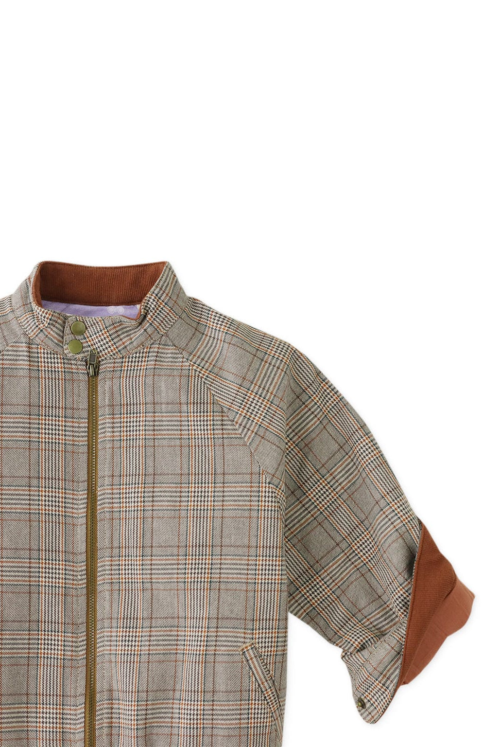 جينجرسنابس جاكيت منسوج للأولاد منقوش بسحاب بني