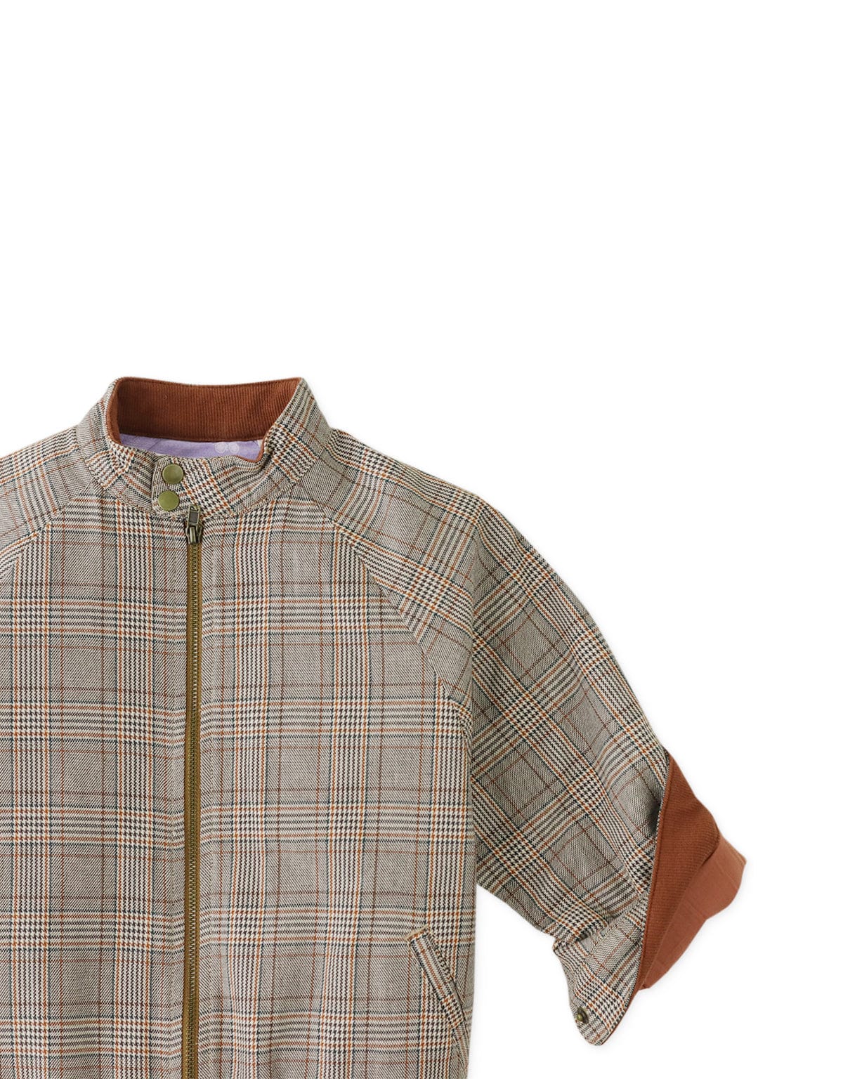 جينجرسنابس جاكيت منسوج للأولاد منقوش بسحاب بني