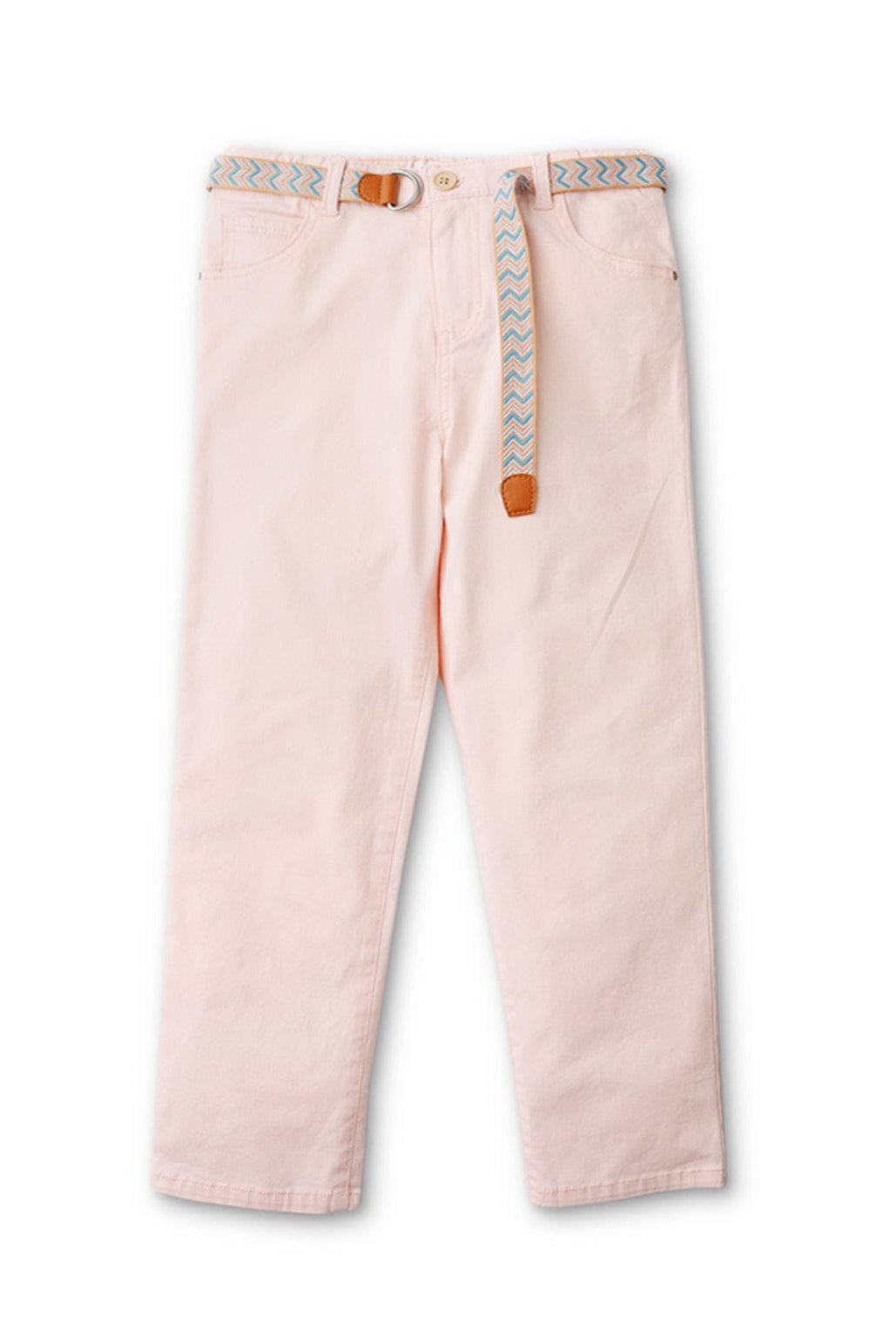 جينجرسنابس بنطلون ولادي سادة وردي بزرار أمامي بحزام وردي