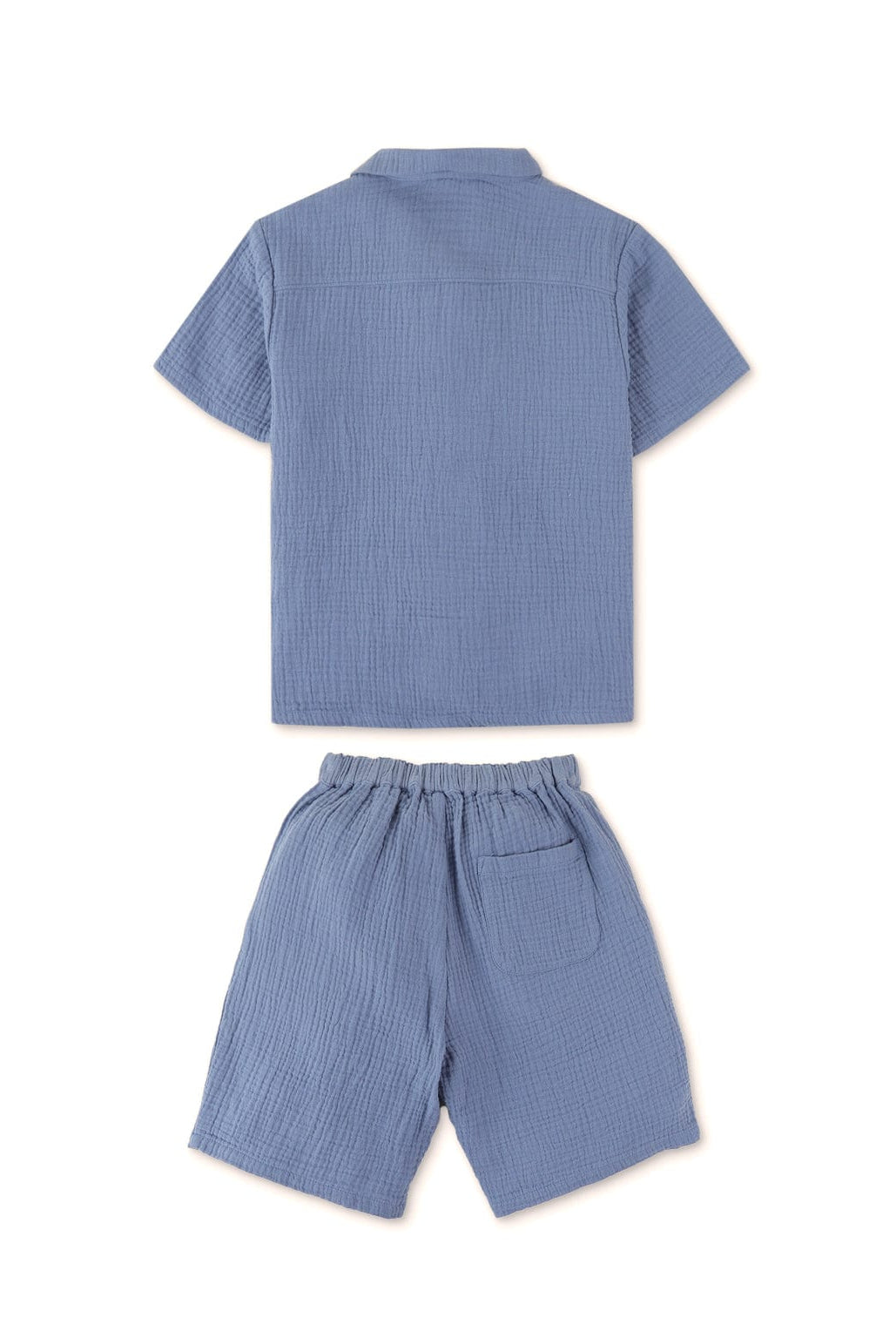 جينجرسنابس طقم شورت ولادي وقميص مضلع نص كم أزرق