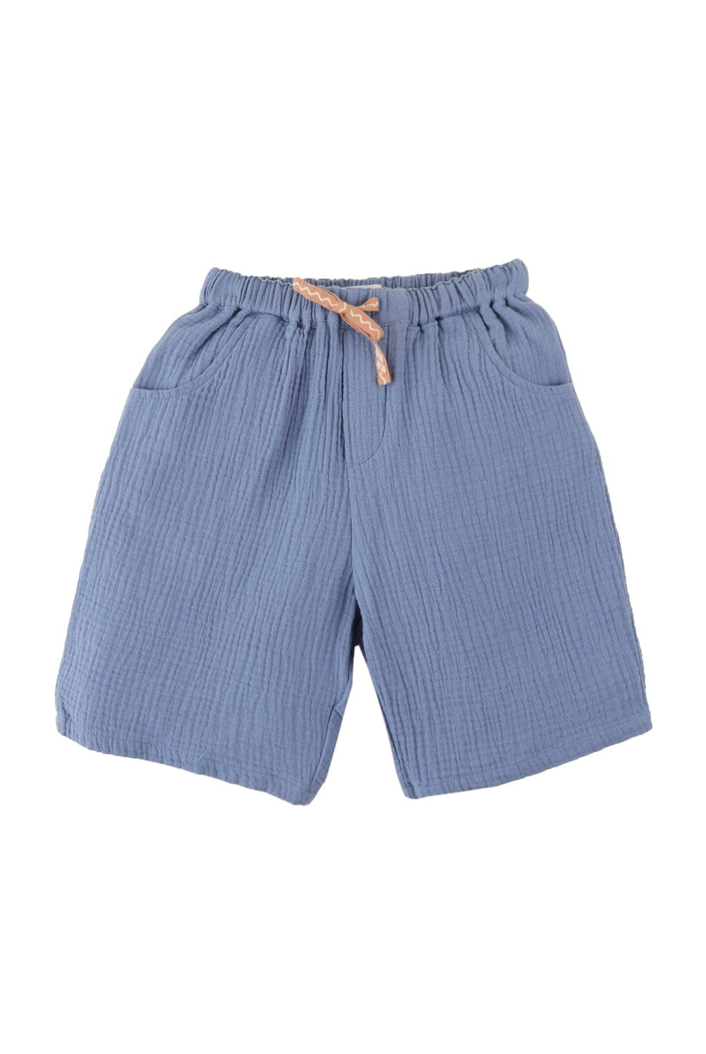 جينجرسنابس طقم شورت ولادي وقميص مضلع نص كم أزرق