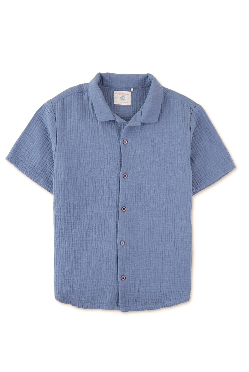 جينجرسنابس طقم شورت ولادي وقميص مضلع نص كم أزرق