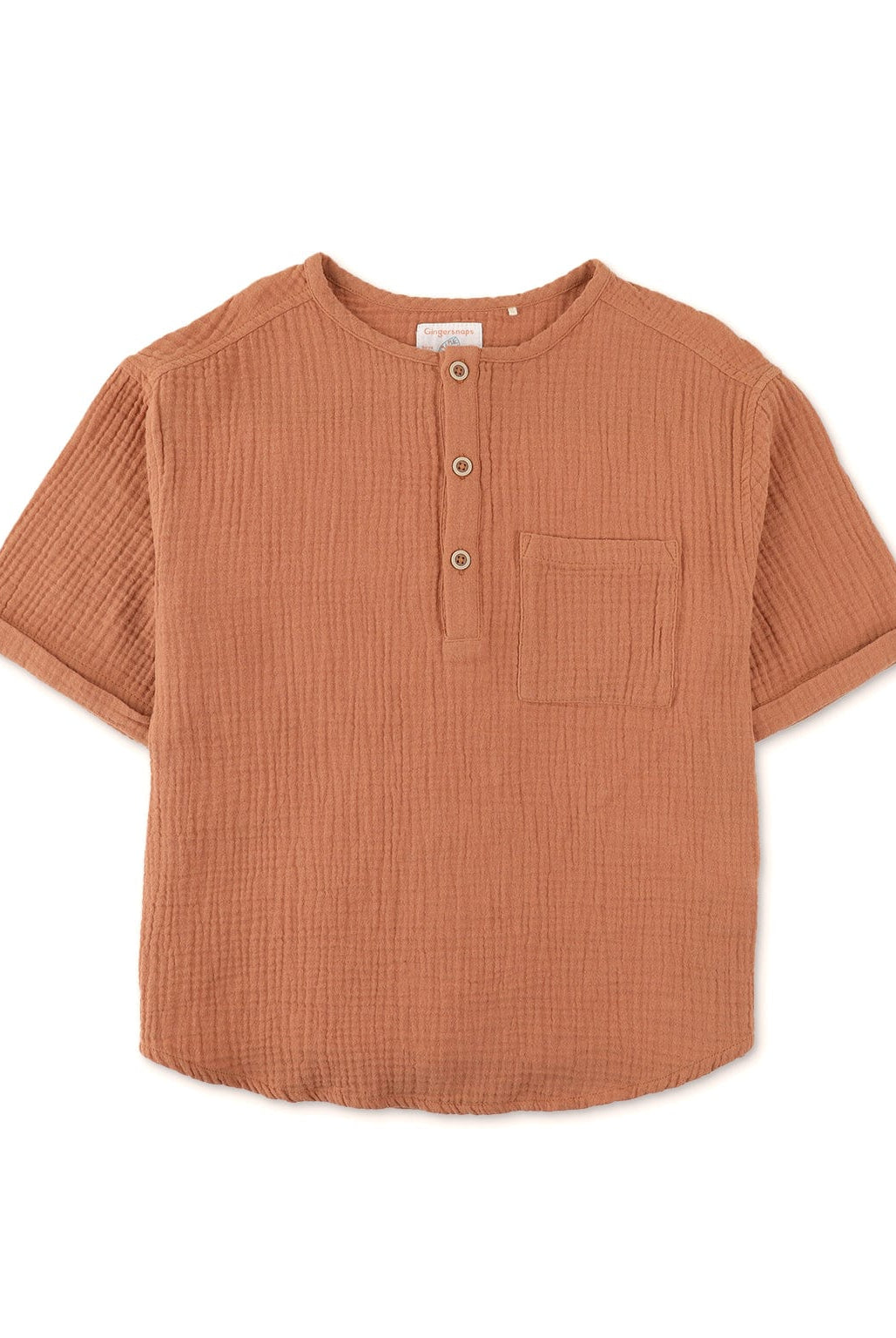 جينجرسنابس طقم شورت ولادي وقميص بأزرار أمامية بني