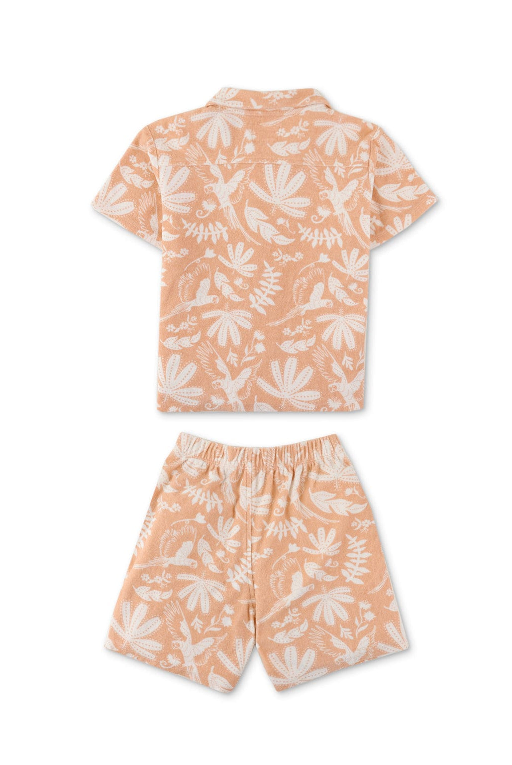 جينجرسنابس طقم شورت ولادي مشجرة نص كم بأزرار أمامية خوخي