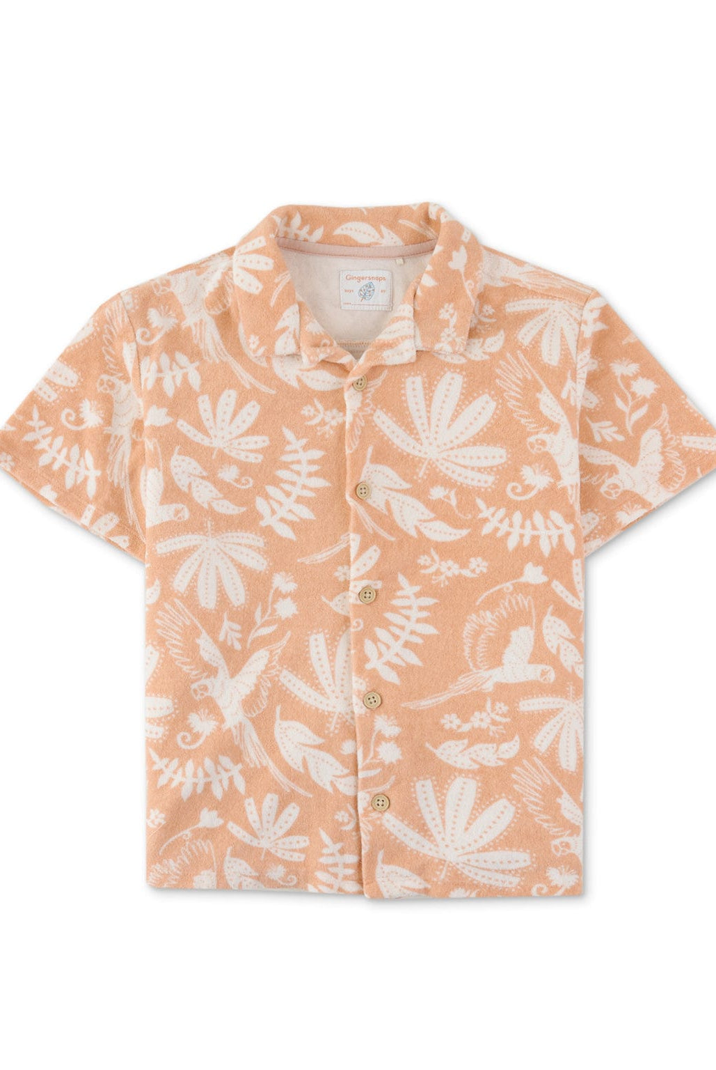 جينجرسنابس طقم شورت ولادي مشجرة نص كم بأزرار أمامية خوخي