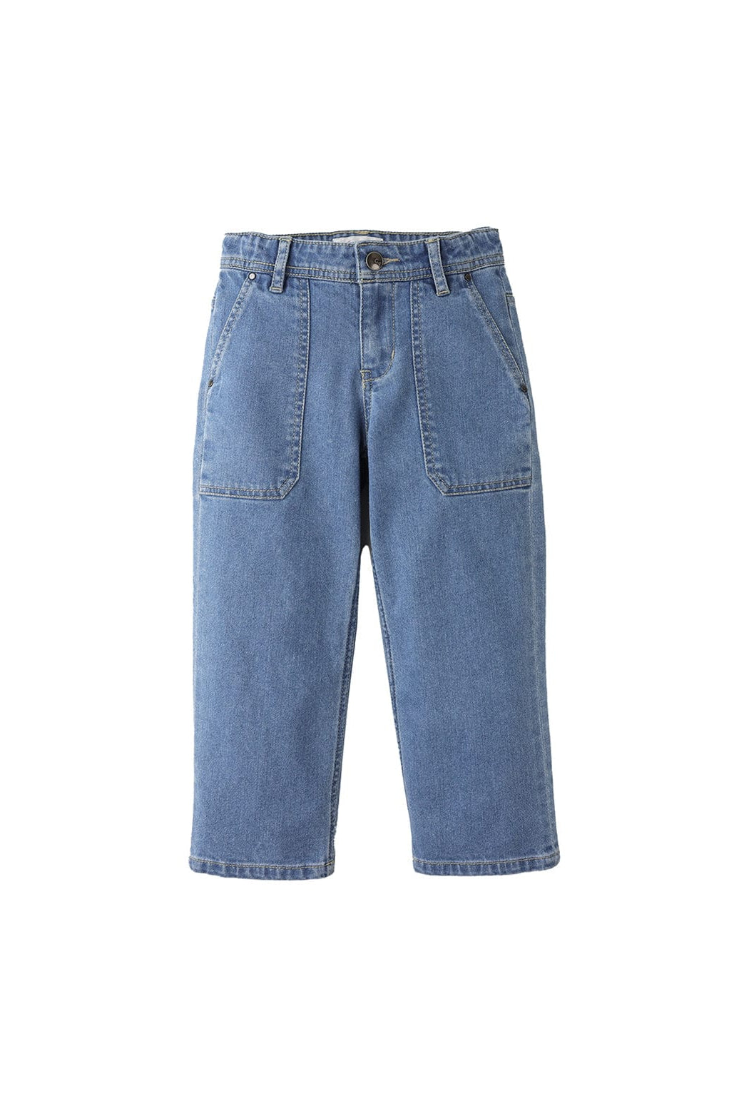 جينجرسنابس بنطلون جينز ولادي بجيوب أمامية وزرار أمامي أزرق