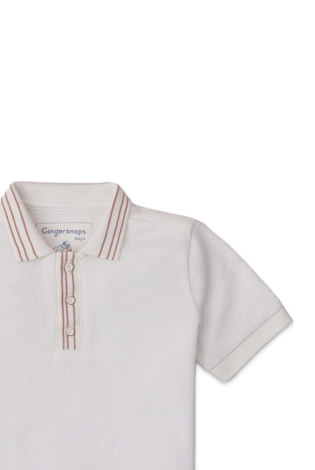 جينجرسنابس تيشيرت بولو بياقة نص كم ولادي أوف وايت