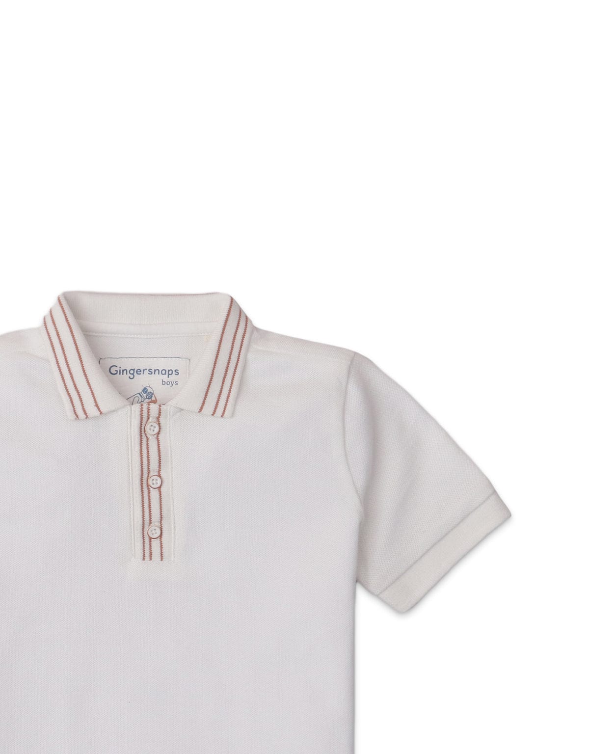 جينجرسنابس تيشيرت بولو بياقة نص كم ولادي أوف وايت