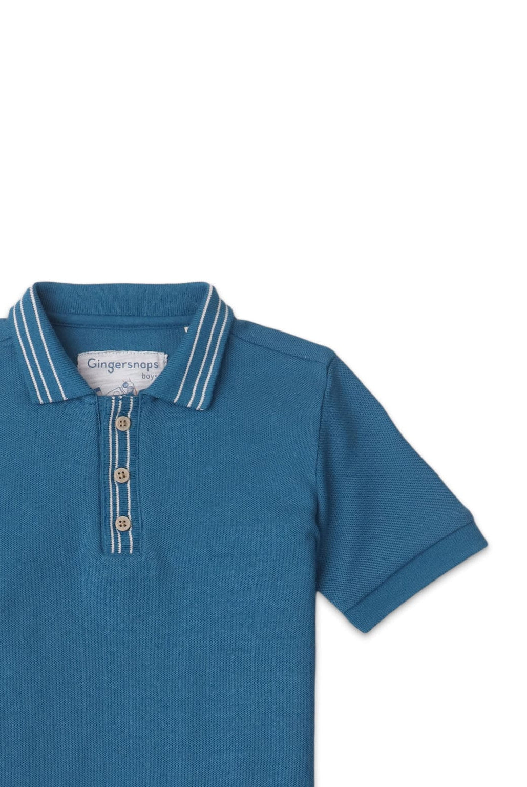 جينجرسنابس تيشيرت ولادي بولو بأزرار أمامية نص كم أزرق