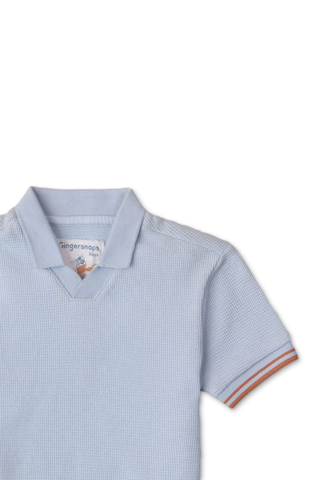 جينجرسنابس تيشيرت ولادي سادة بفتحة نص كم أزرق