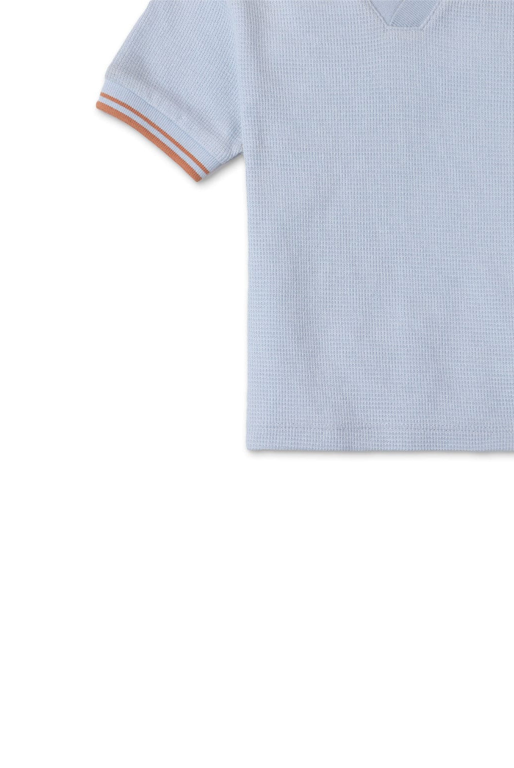 جينجرسنابس تيشيرت ولادي سادة بفتحة نص كم أزرق