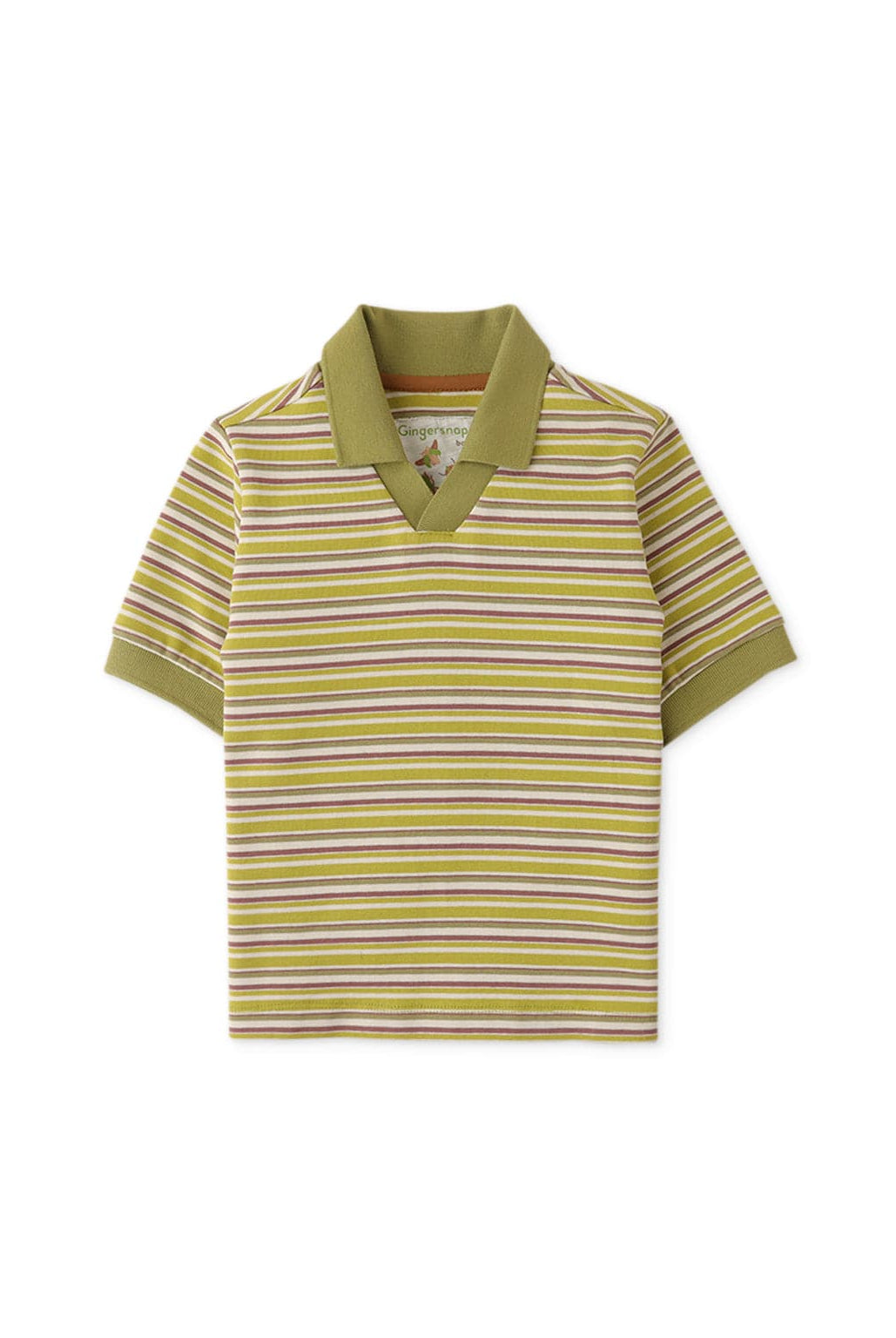 جينجرسنابس تيشيرت مخطط نص كم ولادي أخضر