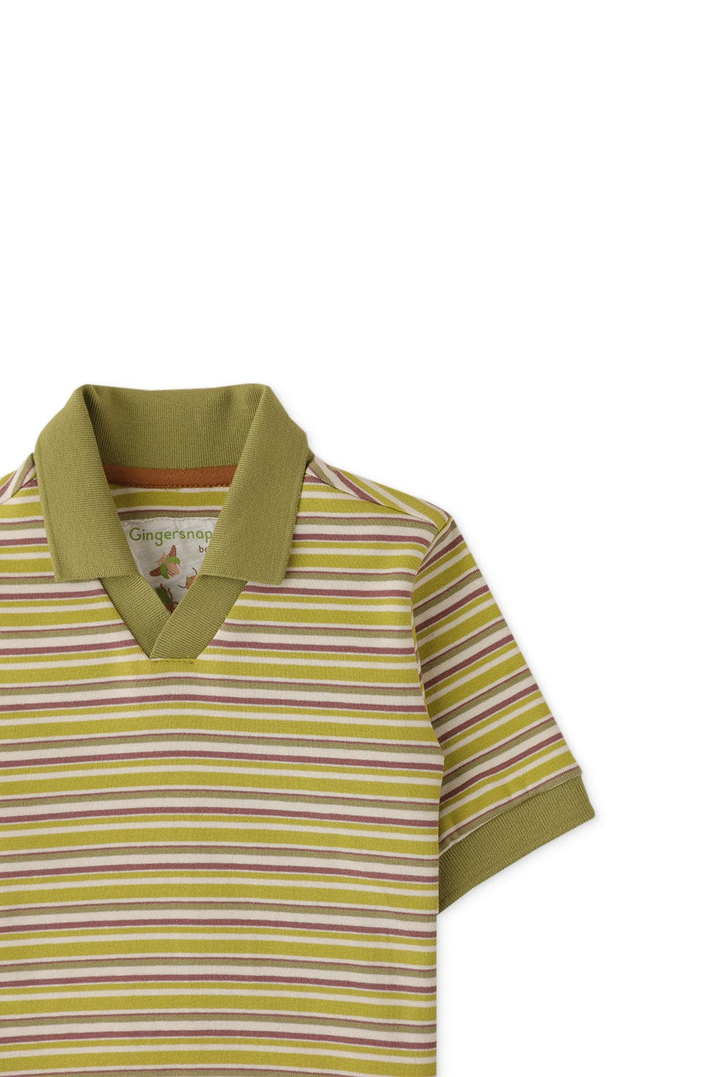 جينجرسنابس تيشيرت مخطط نص كم ولادي أخضر