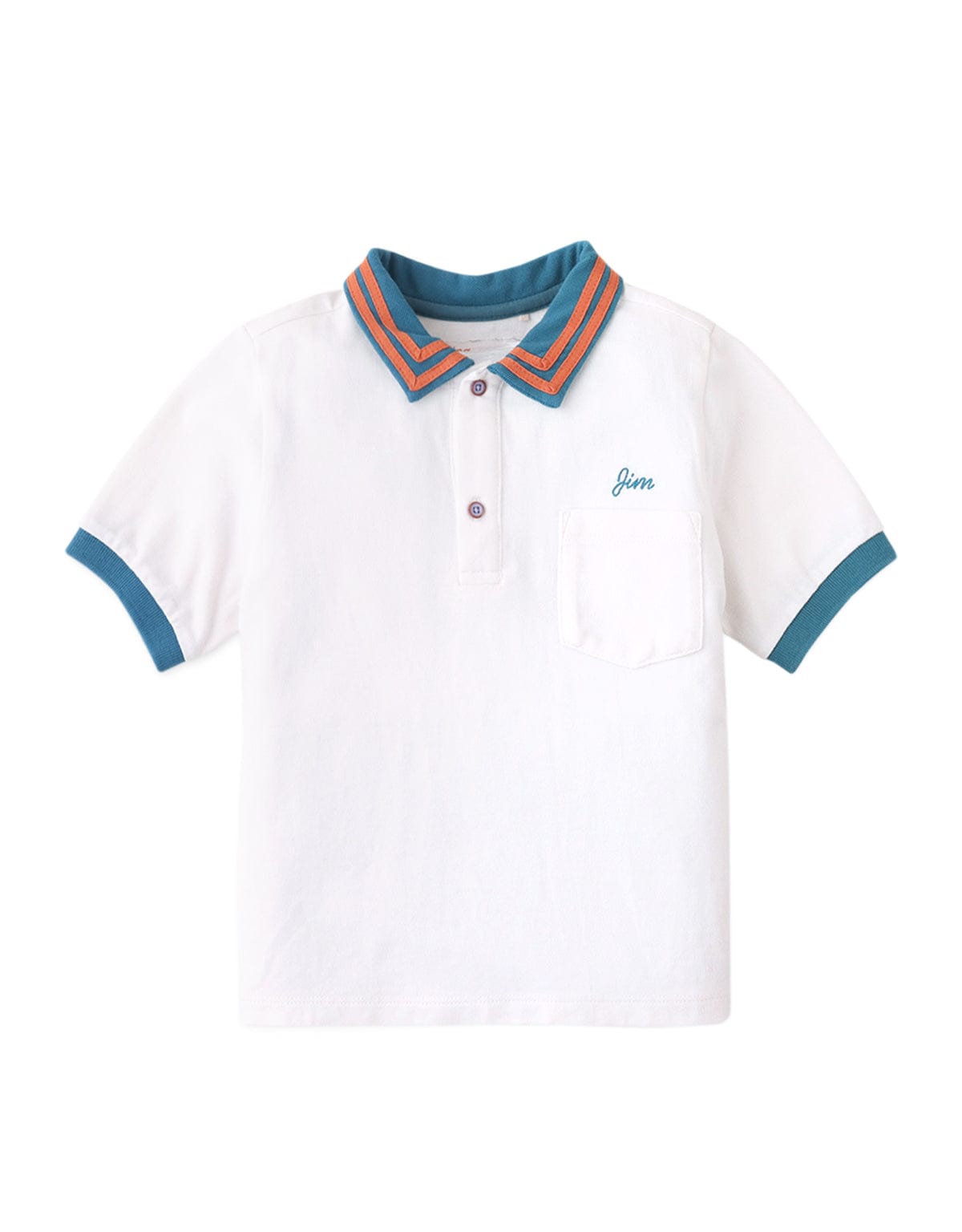 جينجرسنابس تيشيرت ولادي بولو نص كم بجيب على الصدر - أبيض