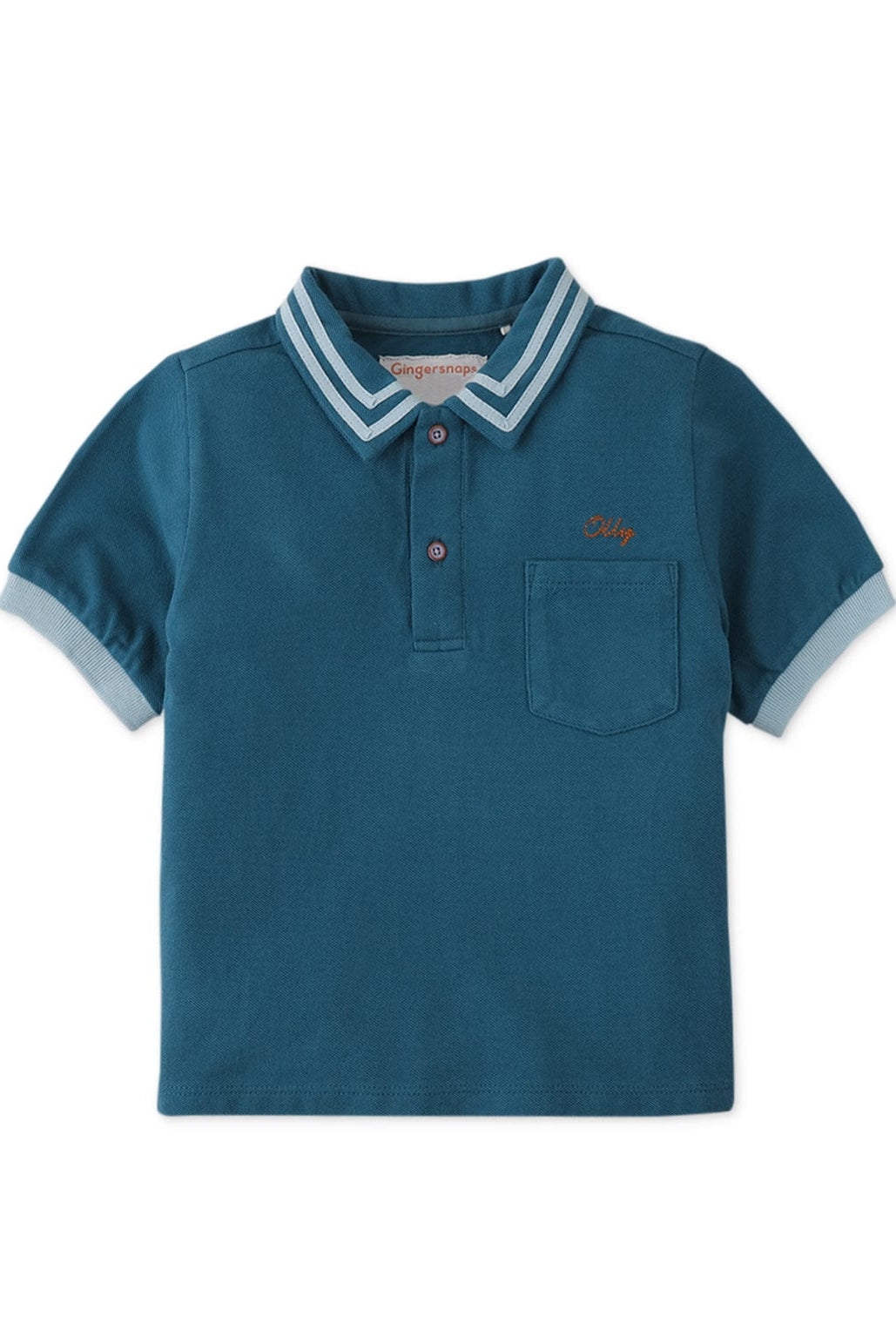 جينجرسنابس تيشيرت ولادي بولو نص كم بجيب على الصدر - أزرق
