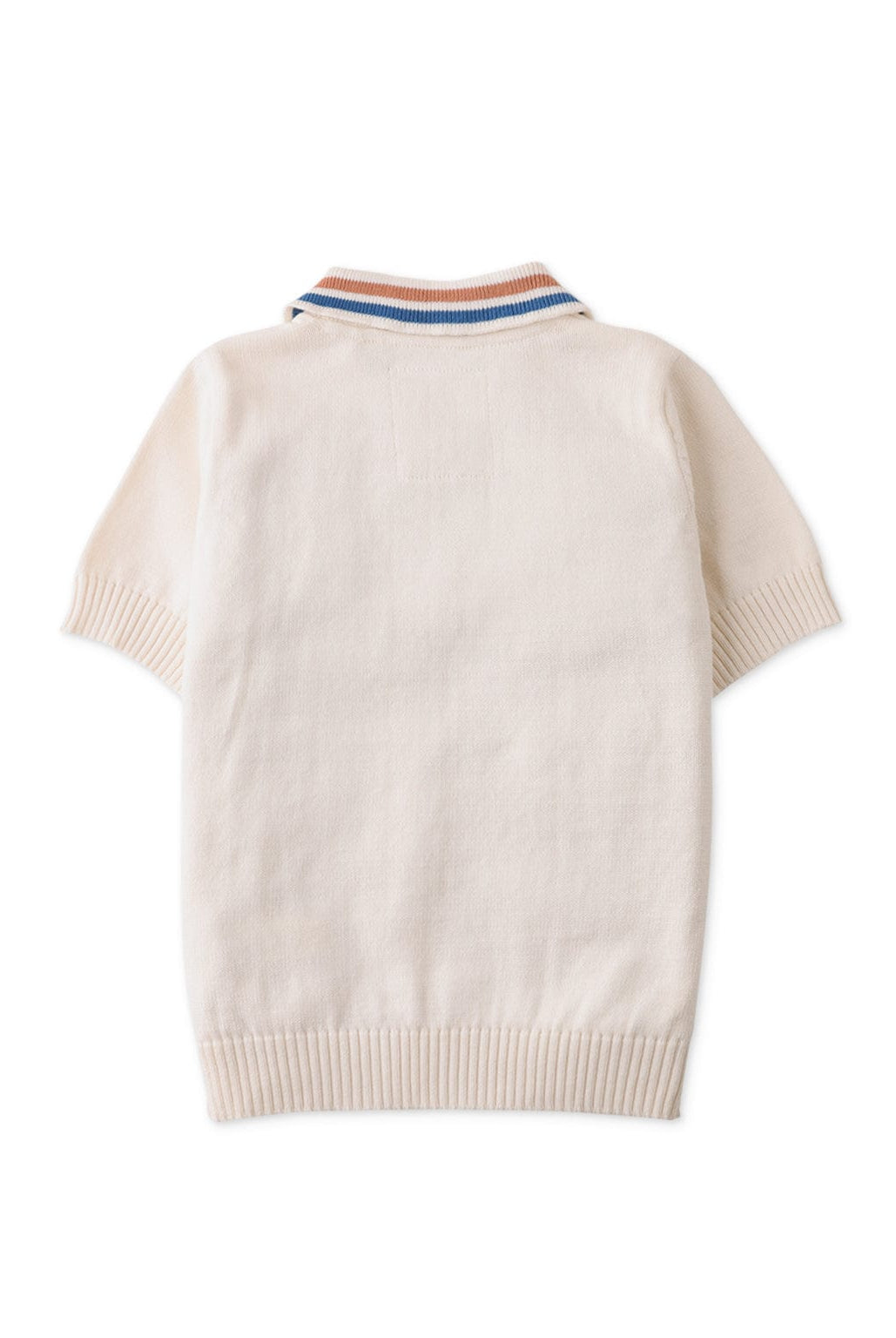 جينجرسنابس تيشيرت ولادي بولو سادة بياقة مخططة نص كم أبيض