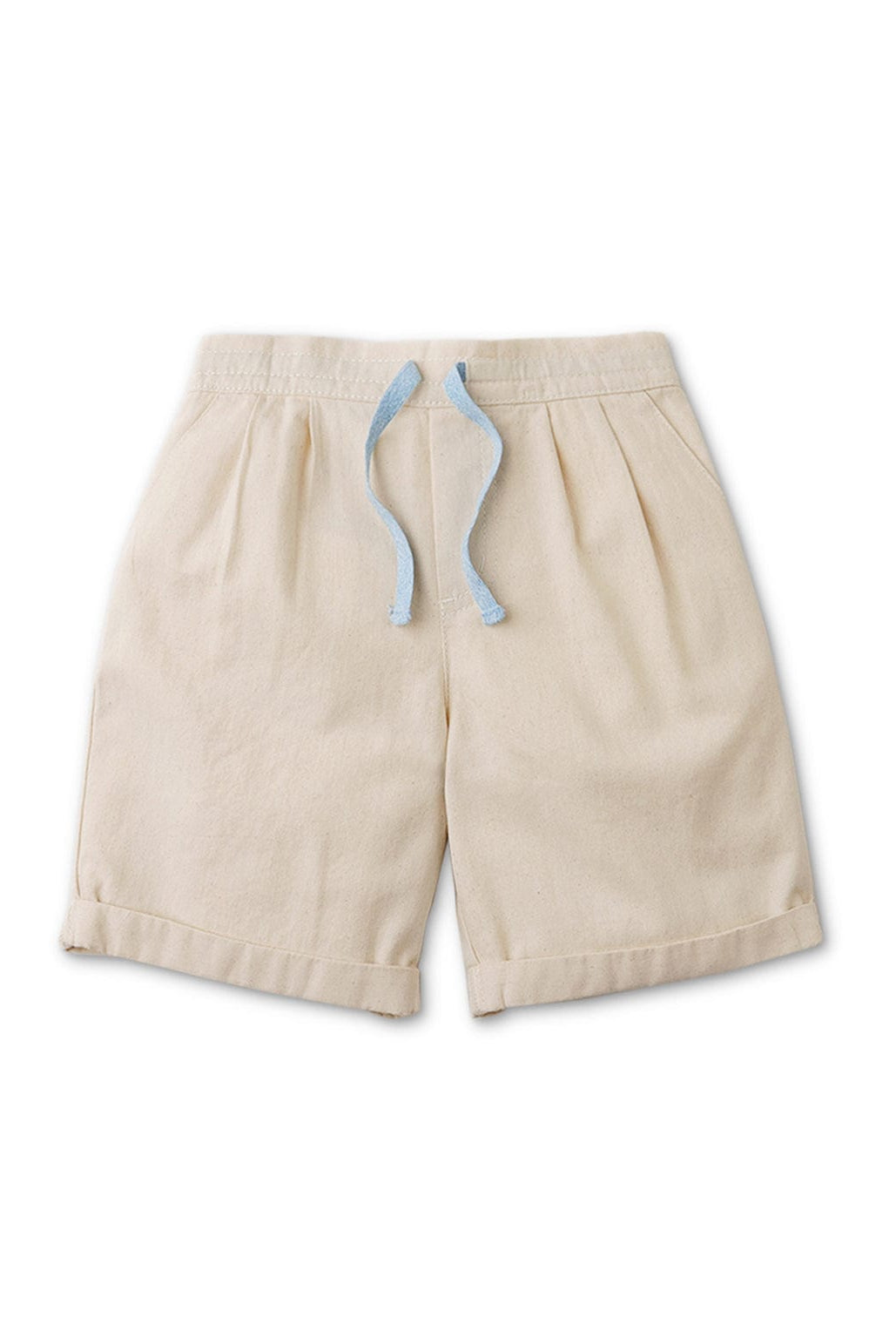 جينجرسنابس شورت سادة برباط بلون مختلف أولادي بيج